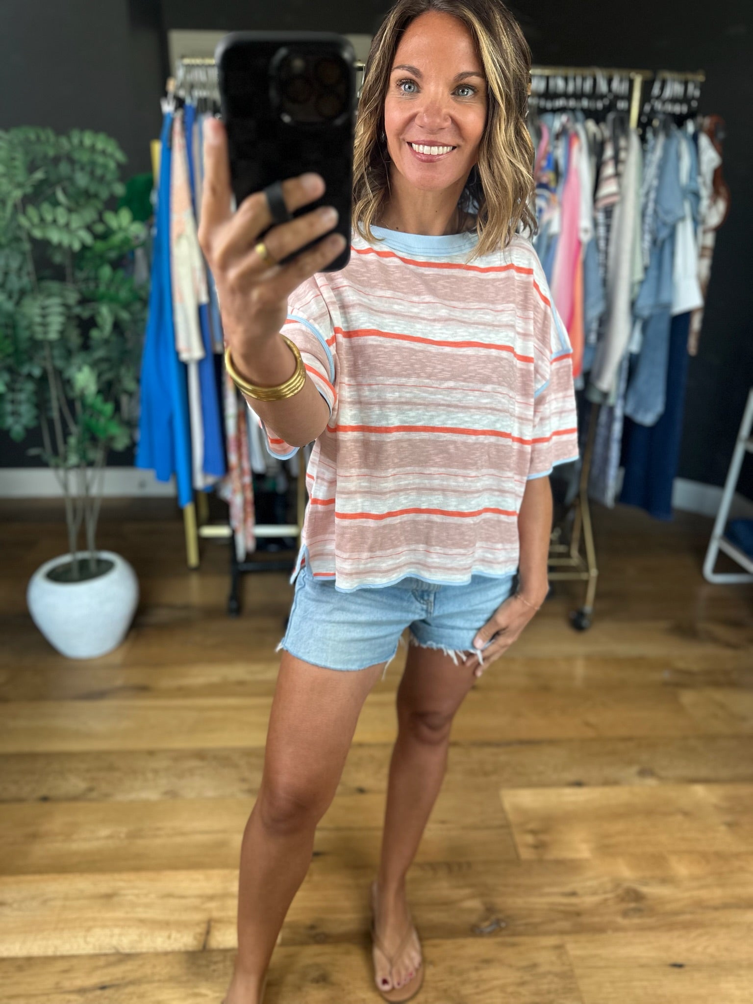 Keep You Humble Striped Top-Short Sleeves-ee:some-Anna Kaytes Boutique, Women's Fashion Boutique in Grinnell, Iowa