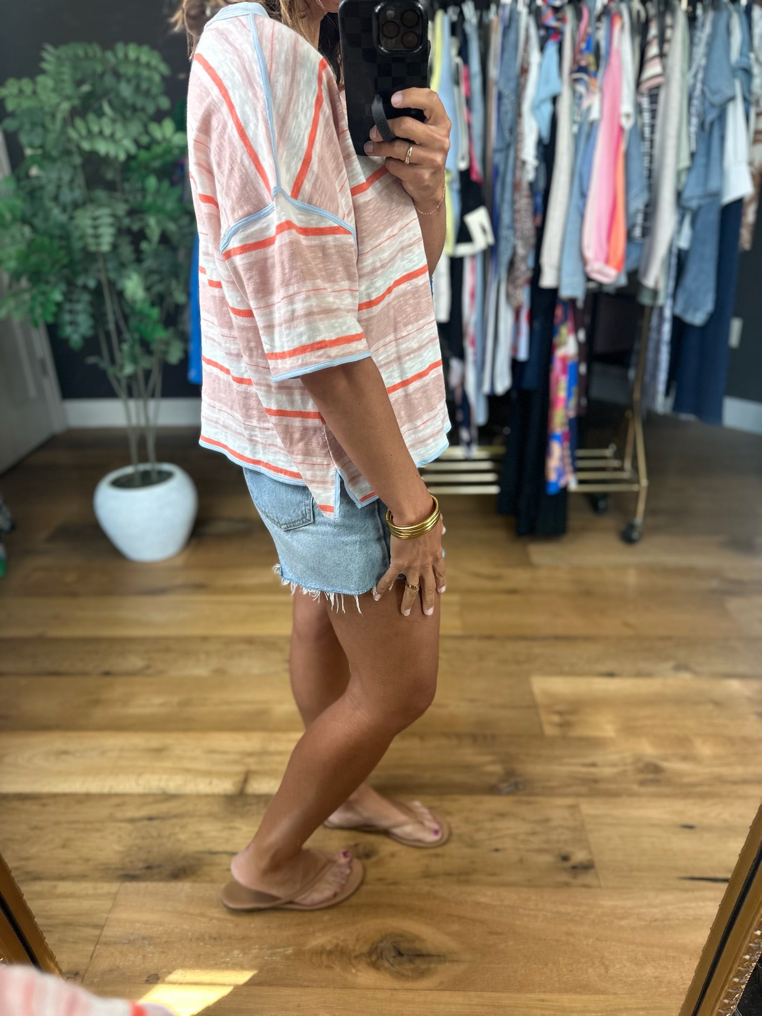 Keep You Humble Striped Top-Short Sleeves-ee:some-Anna Kaytes Boutique, Women's Fashion Boutique in Grinnell, Iowa