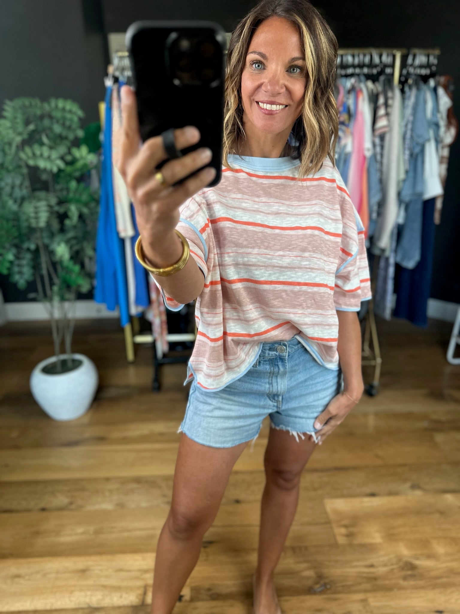 Keep You Humble Striped Top-Short Sleeves-ee:some-Anna Kaytes Boutique, Women's Fashion Boutique in Grinnell, Iowa