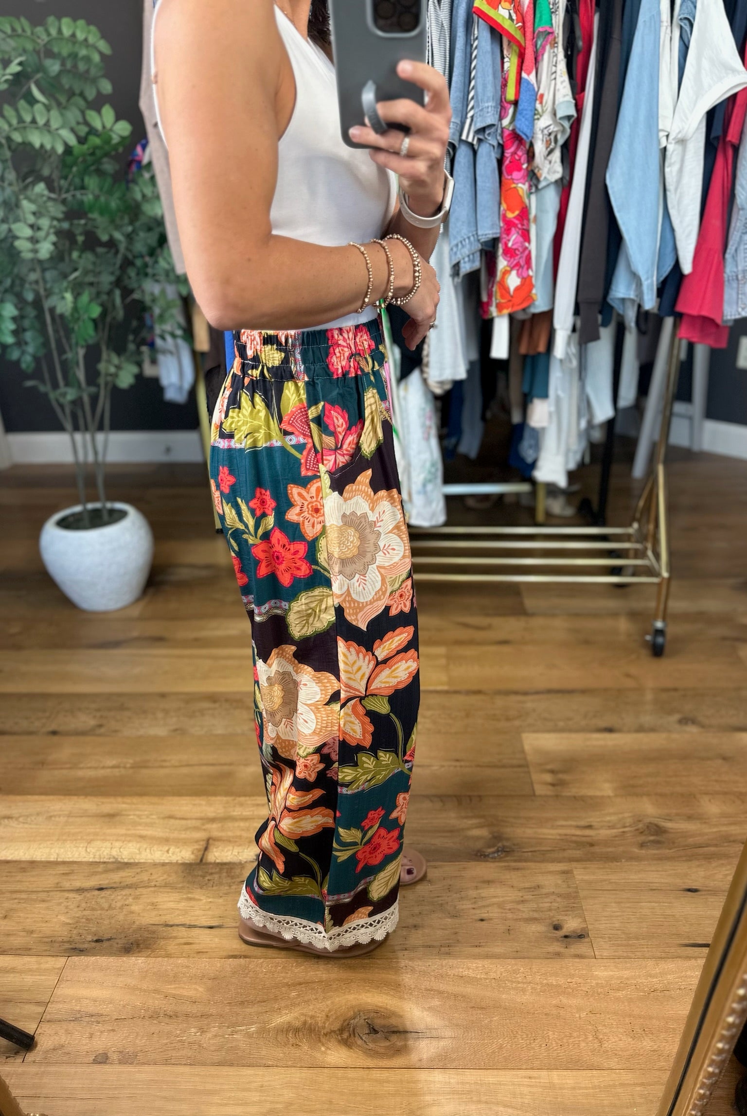 Island Getaway Floral Wide-Leg Pants-Pants-Umgee-Anna Kaytes Boutique, Women's Fashion Boutique in Grinnell, Iowa