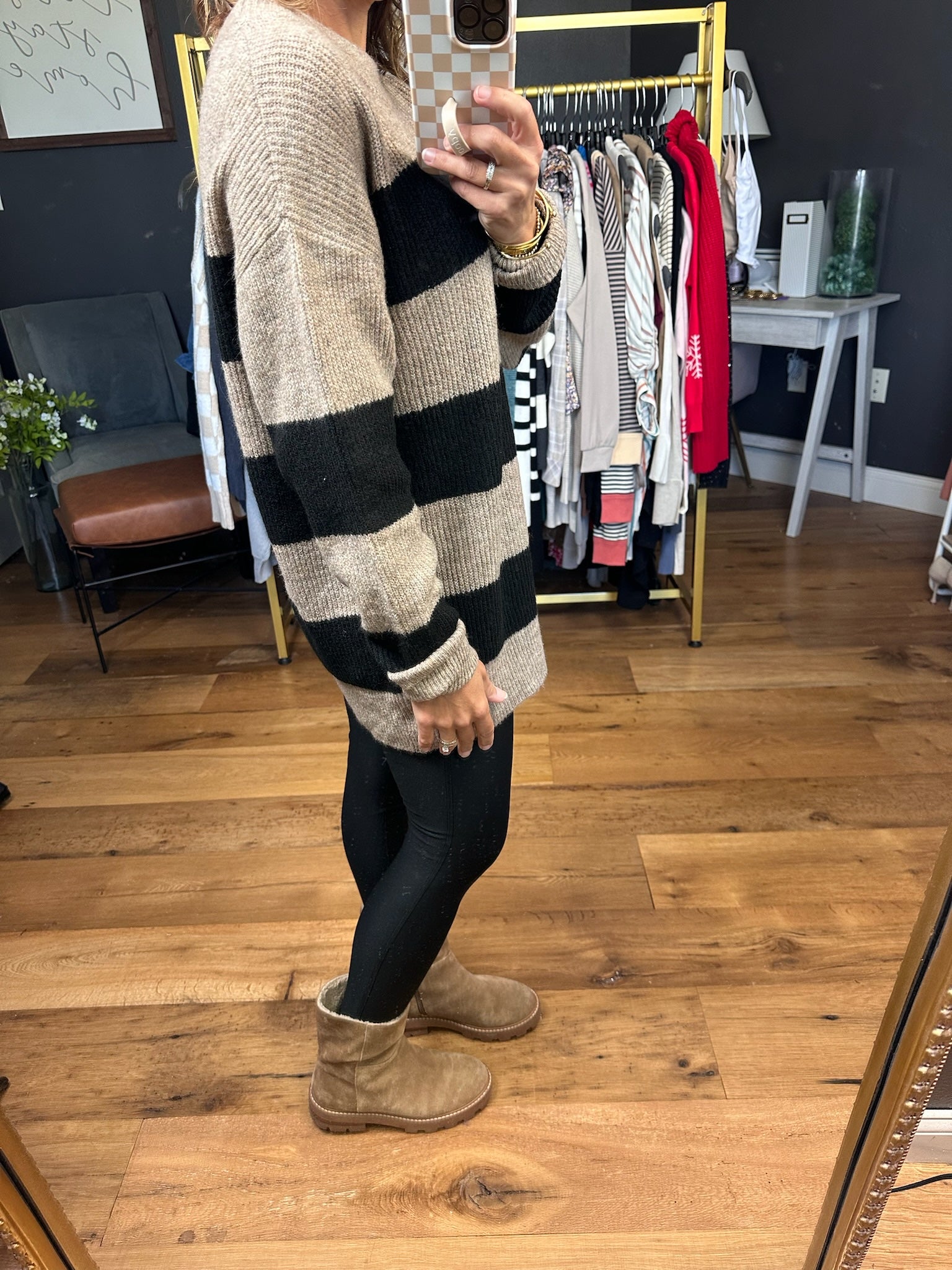 Never Wrong Striped Sweater - Mocha-Be Cool-Anna Kaytes Boutique, Women's Fashion Boutique in Grinnell, Iowa