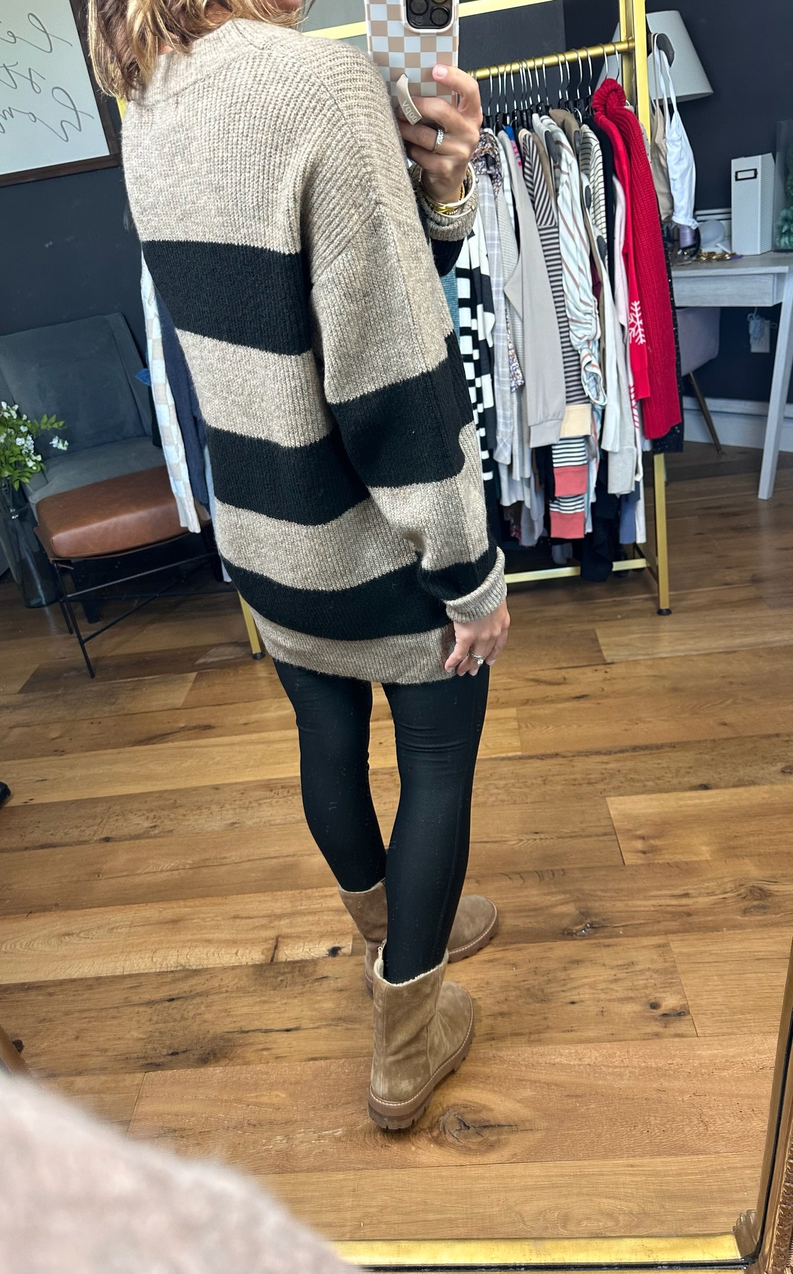 Never Wrong Striped Sweater - Mocha-Be Cool-Anna Kaytes Boutique, Women's Fashion Boutique in Grinnell, Iowa