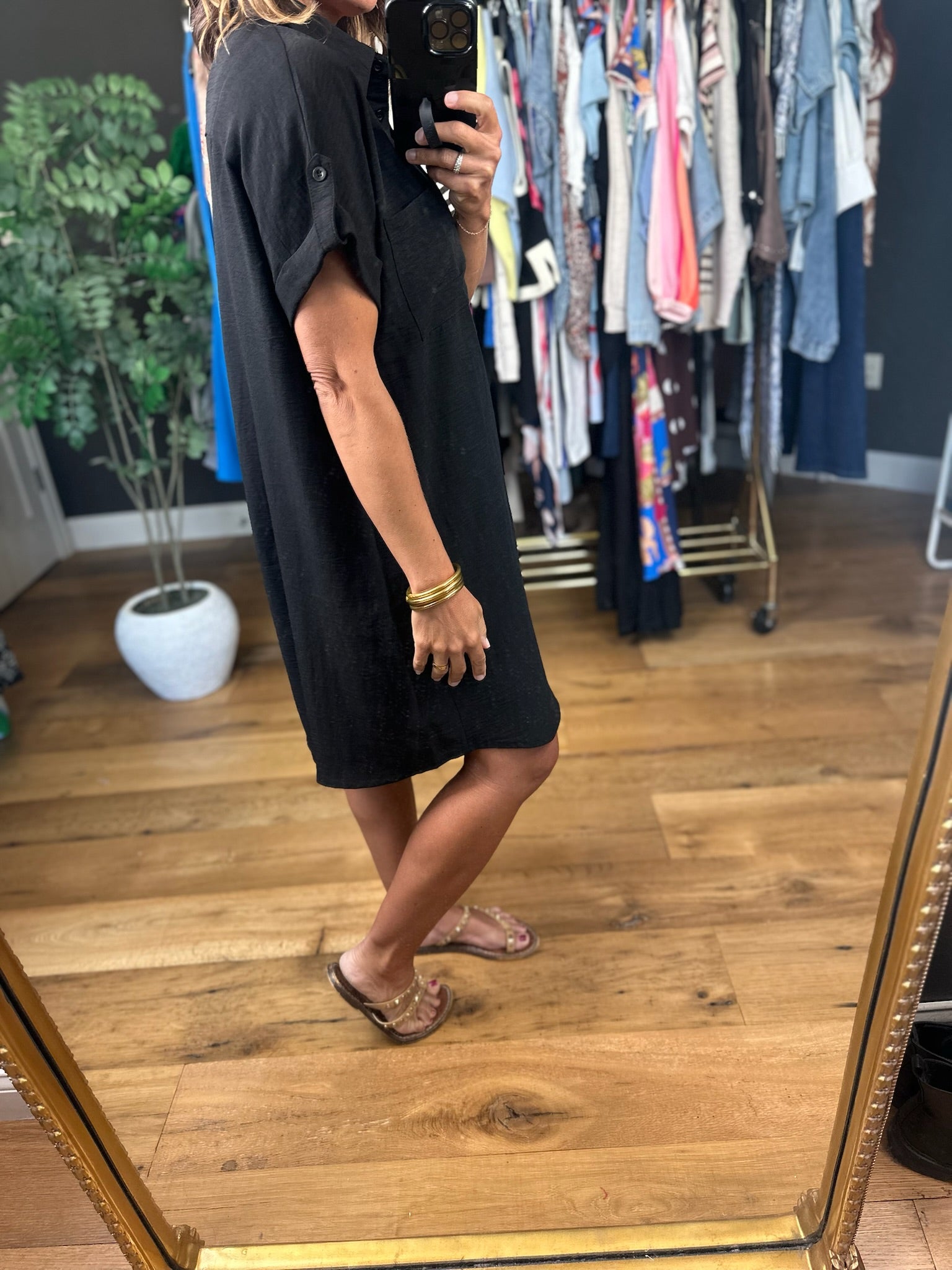 No Issues Button-Down Pocket Dress-Dresses-She & Sky-Anna Kaytes Boutique, Women's Fashion Boutique in Grinnell, Iowa