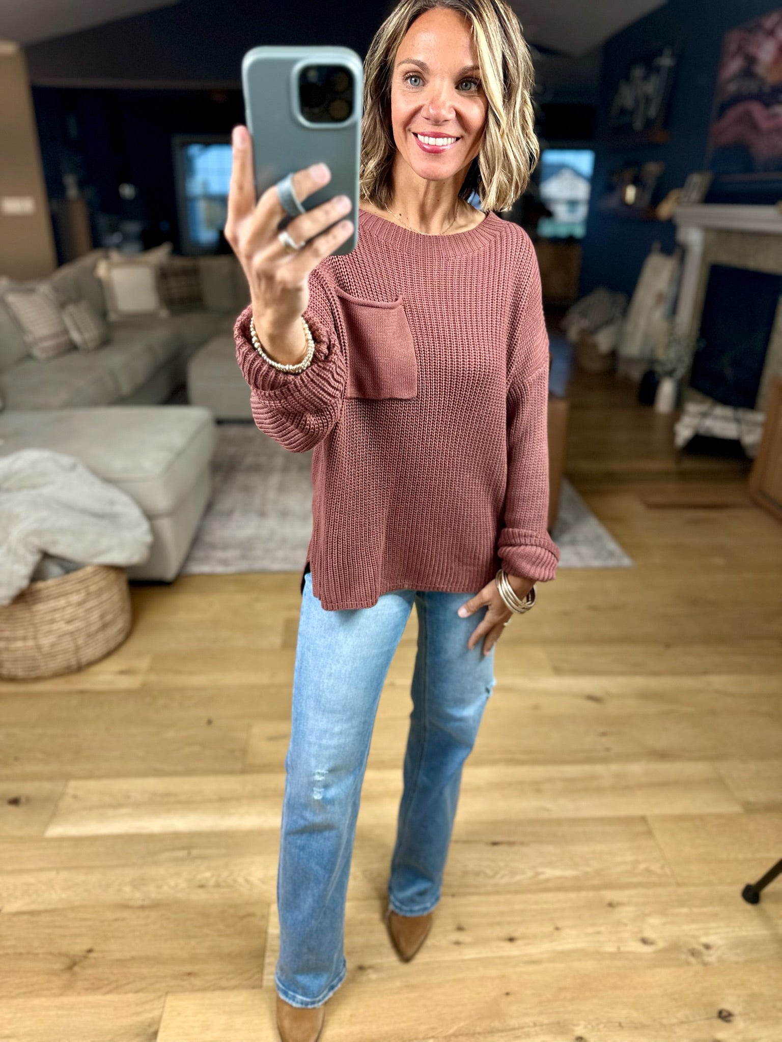 Wondering Why Knit Pocket Sweater-sweater-Wishlist-Anna Kaytes Boutique, Women's Fashion Boutique in Grinnell, Iowa