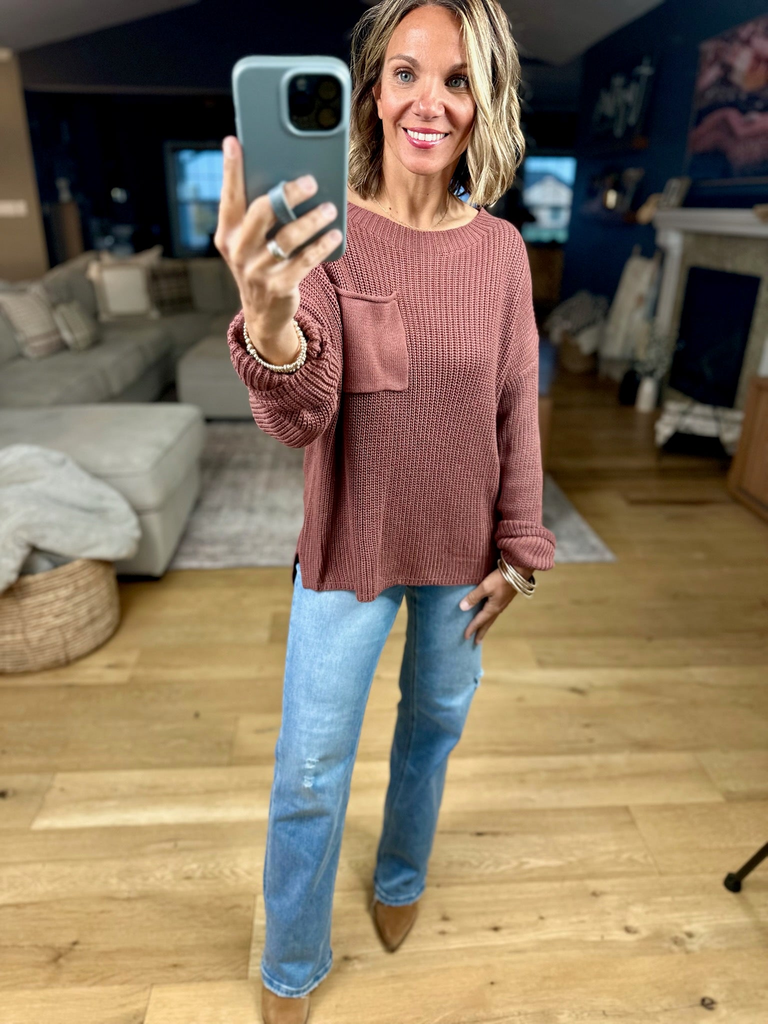 Wondering Why Knit Pocket Sweater-sweater-Wishlist-Anna Kaytes Boutique, Women's Fashion Boutique in Grinnell, Iowa