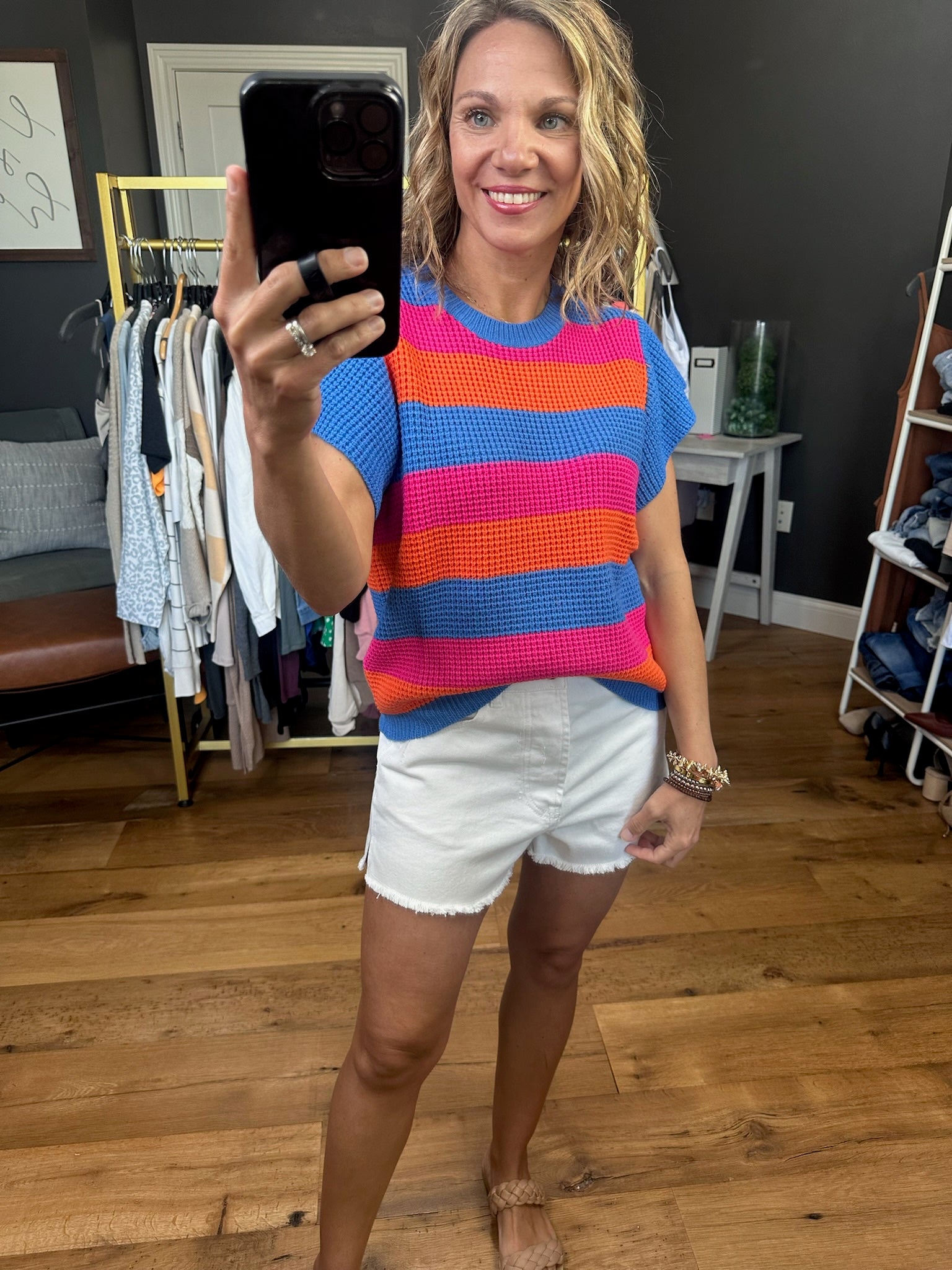 Greater Days Striped Knit Top - Cobalt Combo-Short Sleeves-THML-Anna Kaytes Boutique, Women's Fashion Boutique in Grinnell, Iowa