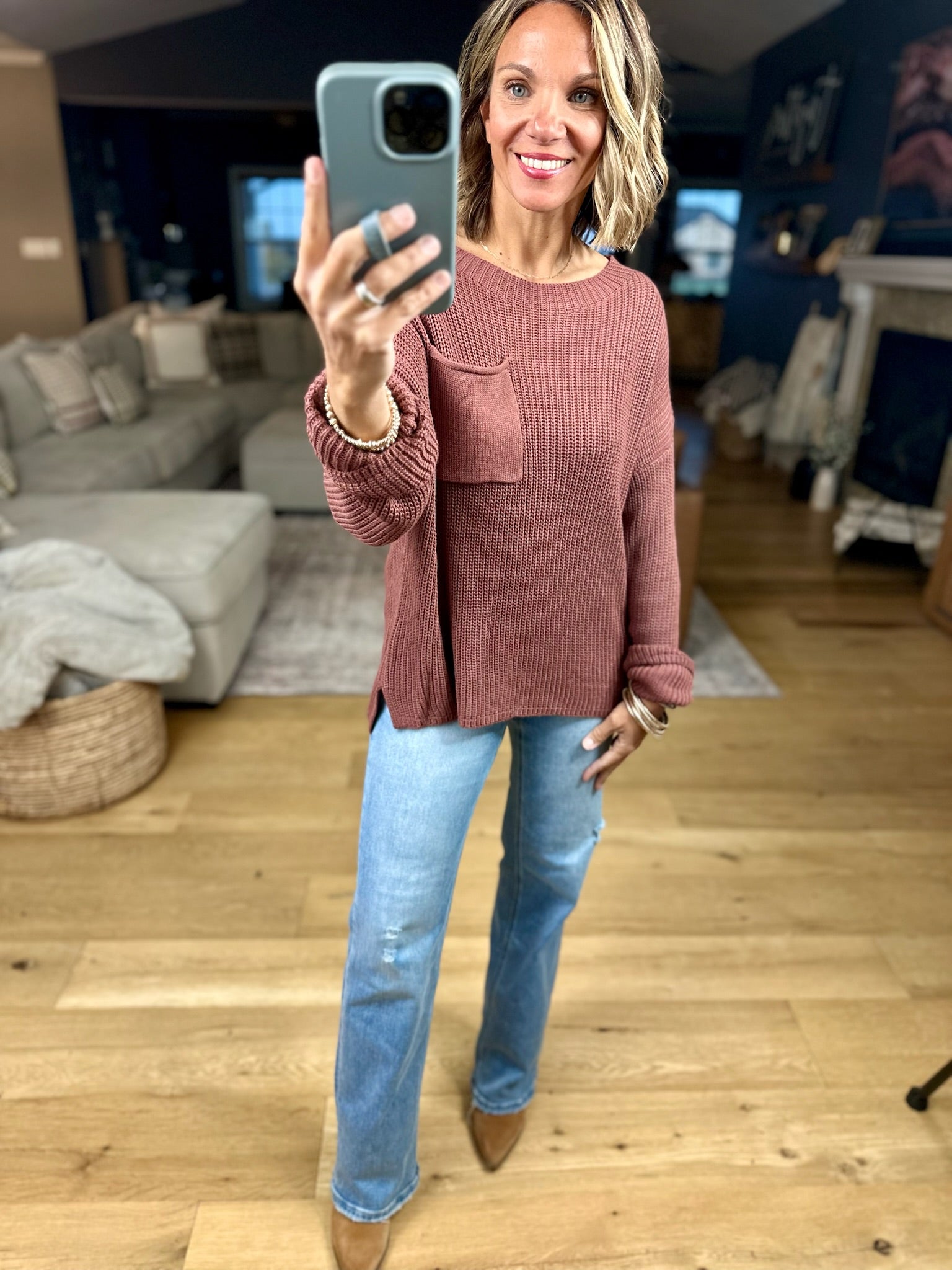 Wondering Why Knit Pocket Sweater-sweater-Wishlist-Anna Kaytes Boutique, Women's Fashion Boutique in Grinnell, Iowa