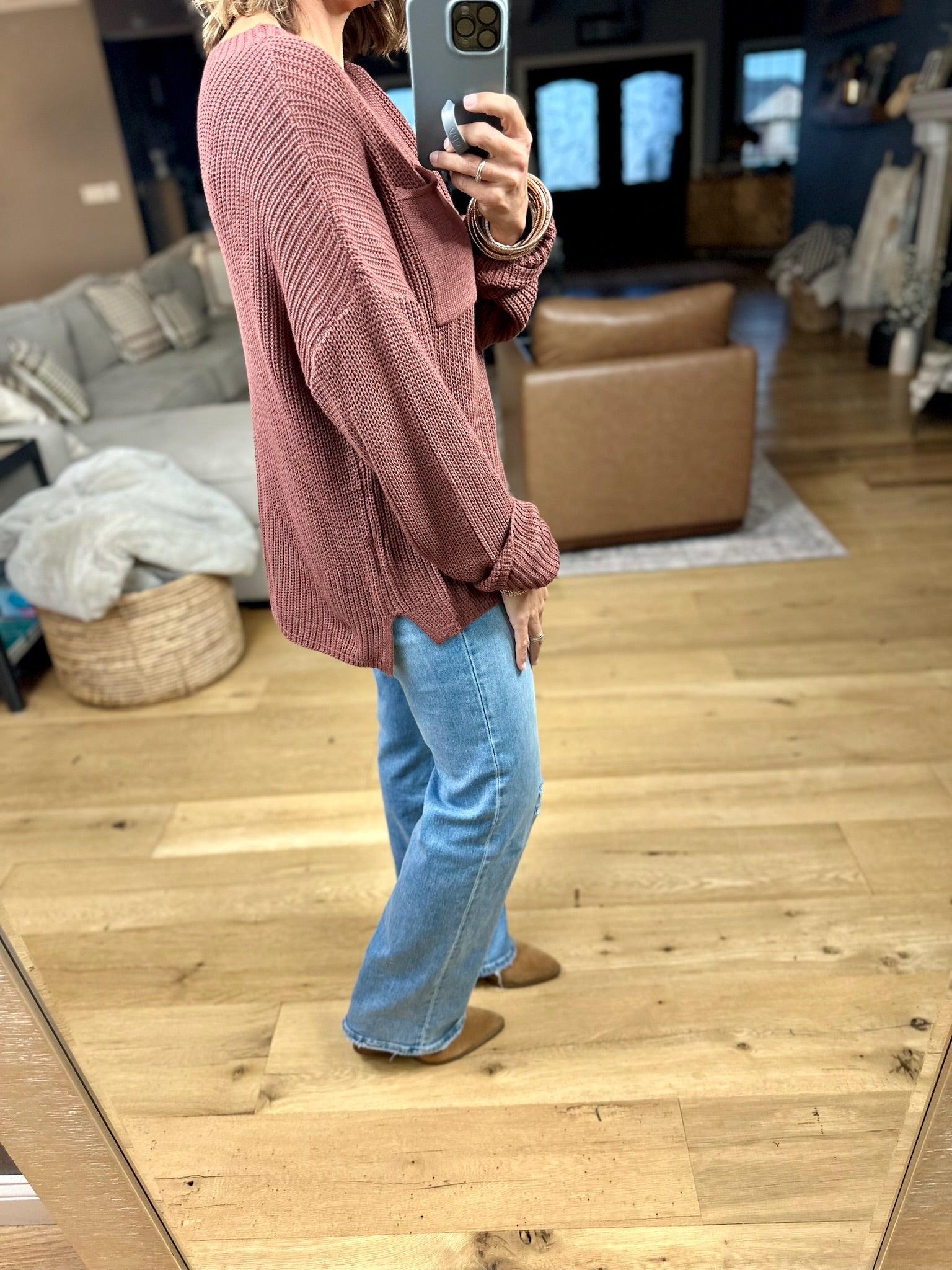 Wondering Why Knit Pocket Sweater-sweater-Wishlist-Anna Kaytes Boutique, Women's Fashion Boutique in Grinnell, Iowa