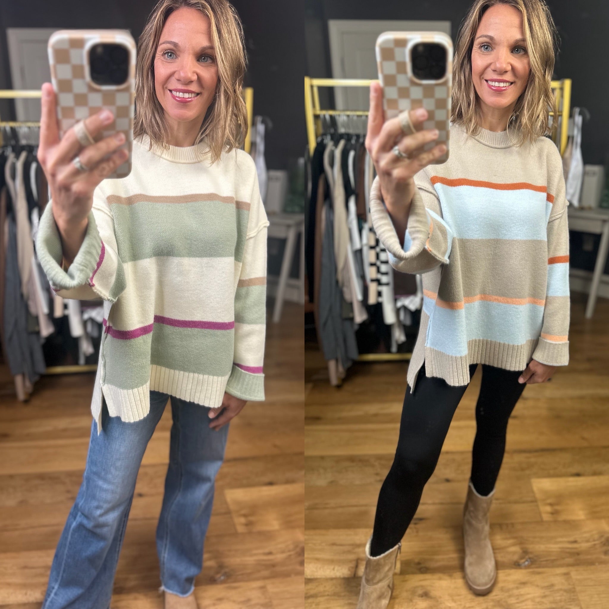 One Thing Right Striped Crew Sweater - Multiple Options-Wishlist-Anna Kaytes Boutique, Women's Fashion Boutique in Grinnell, Iowa