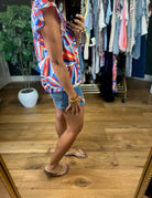 Can't Miss Abstract Print Top-Short Sleeves-Skies Are Blue-Anna Kaytes Boutique, Women's Fashion Boutique in Grinnell, Iowa