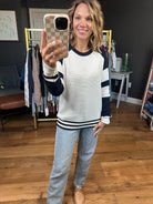 Through It All Waffle Knit Sweater - Navy-Be Cool-Anna Kaytes Boutique, Women's Fashion Boutique in Grinnell, Iowa