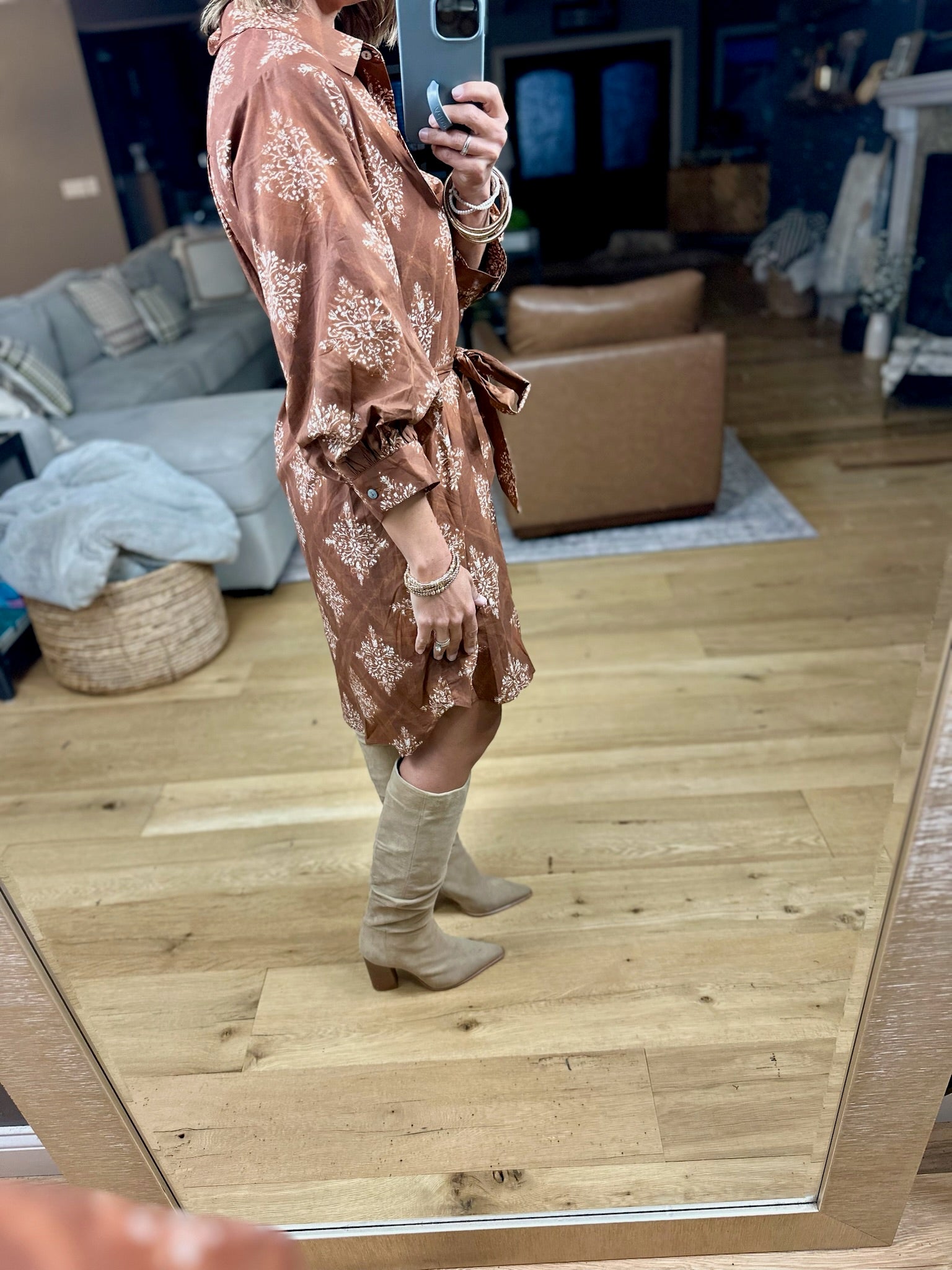 Spell It Out Button-Down Tie-Waist Dress-Entro-Anna Kaytes Boutique, Women's Fashion Boutique in Grinnell, Iowa