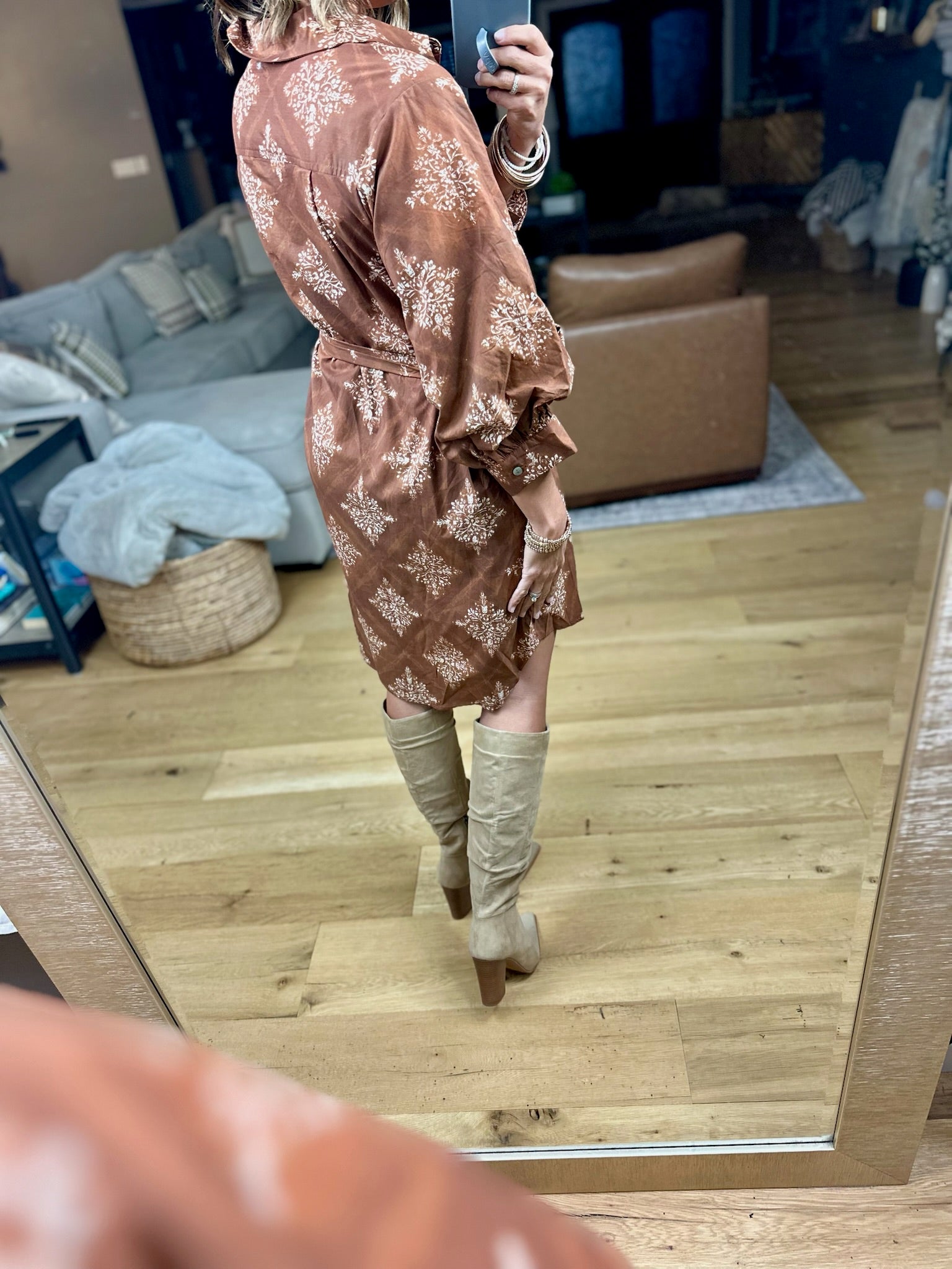 Spell It Out Button-Down Tie-Waist Dress-Entro-Anna Kaytes Boutique, Women's Fashion Boutique in Grinnell, Iowa