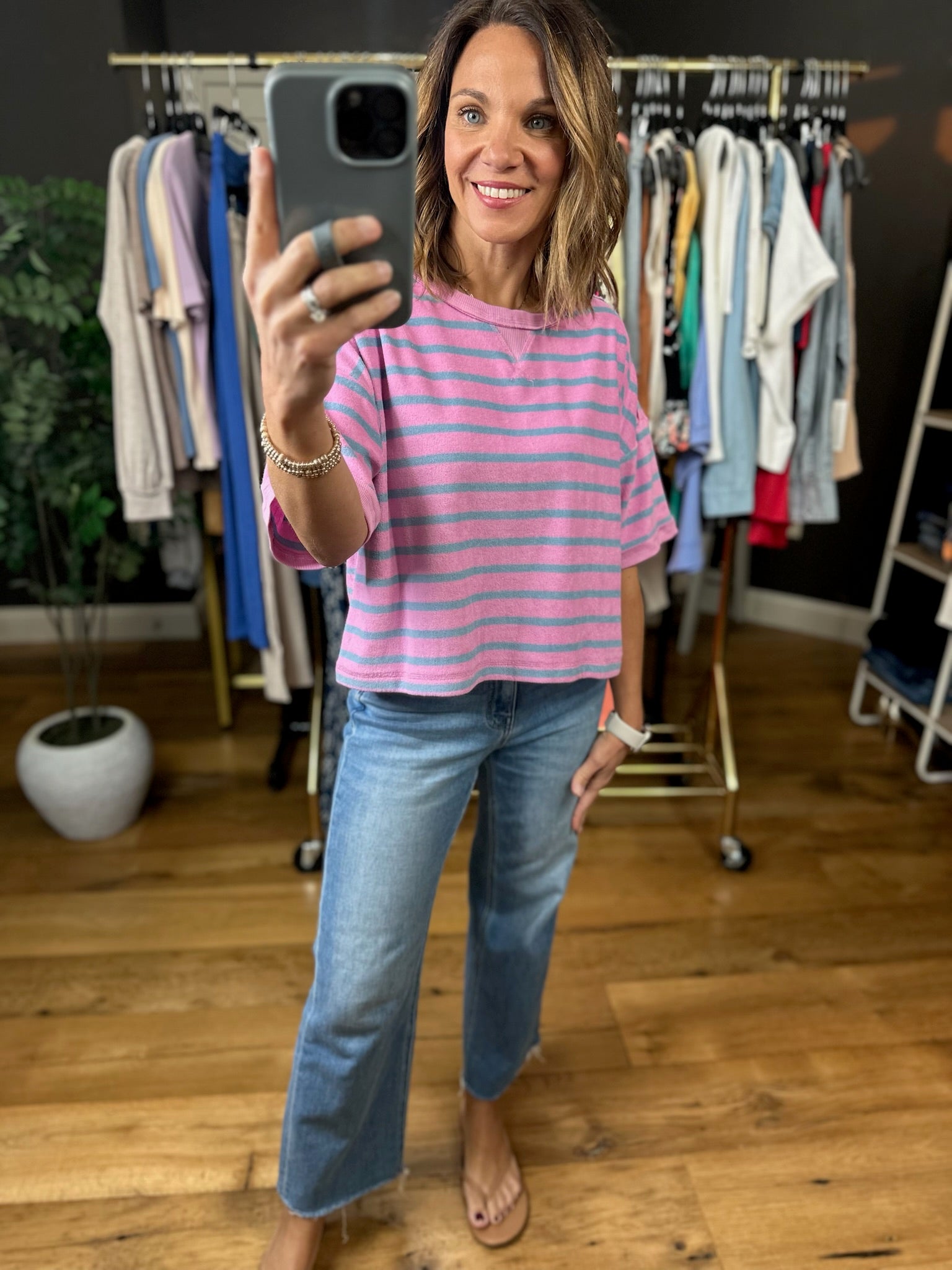 Always Together Striped Tee-Short Sleeves-Very J-Anna Kaytes Boutique, Women's Fashion Boutique in Grinnell, Iowa