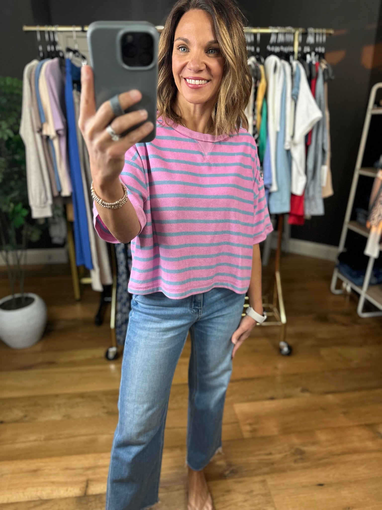 Always Together Striped Tee-Short Sleeves-Very J-Anna Kaytes Boutique, Women's Fashion Boutique in Grinnell, Iowa