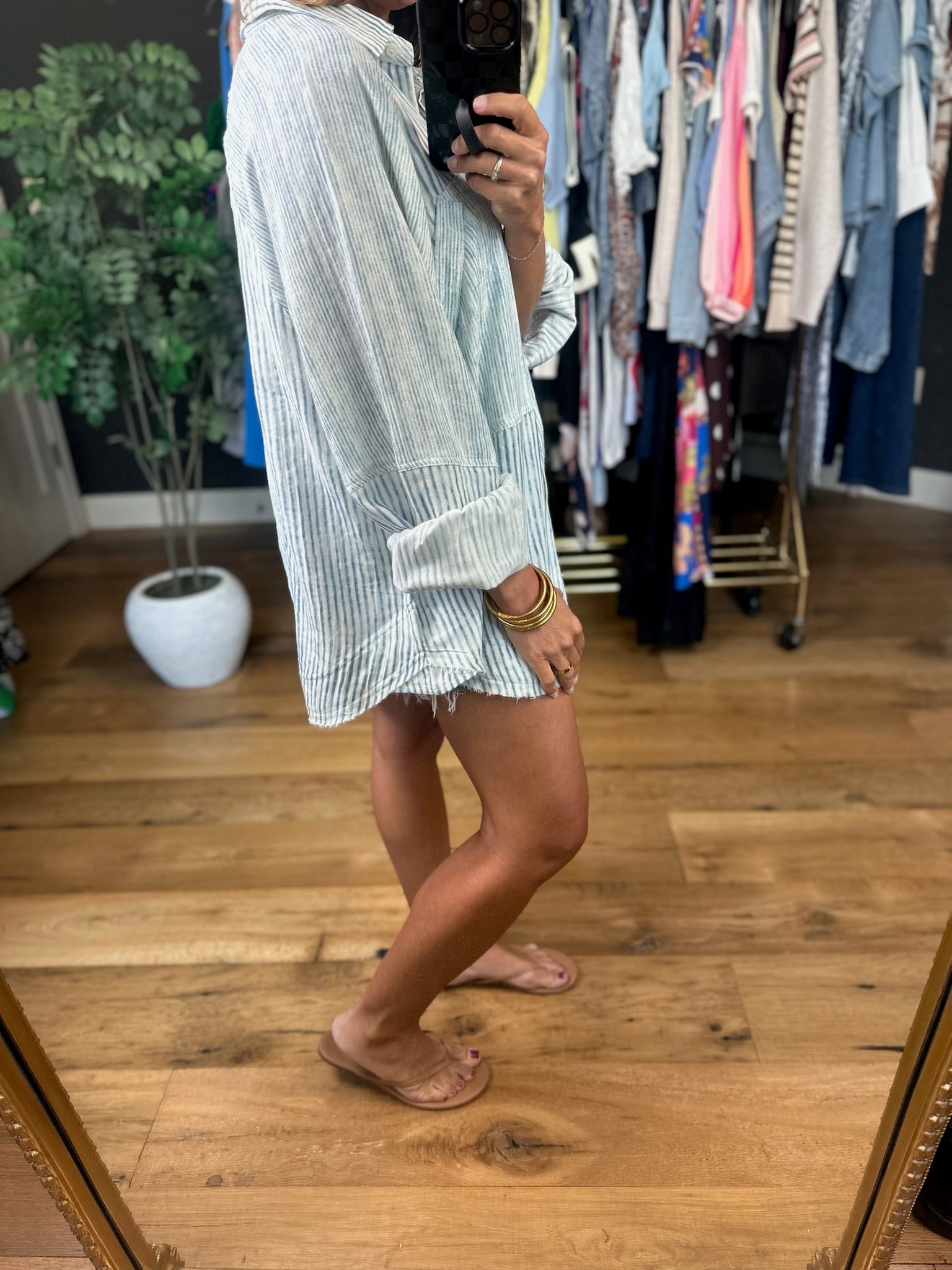 Picture Perfect Striped Button-Down Top-Long Sleeves-POL-Anna Kaytes Boutique, Women's Fashion Boutique in Grinnell, Iowa