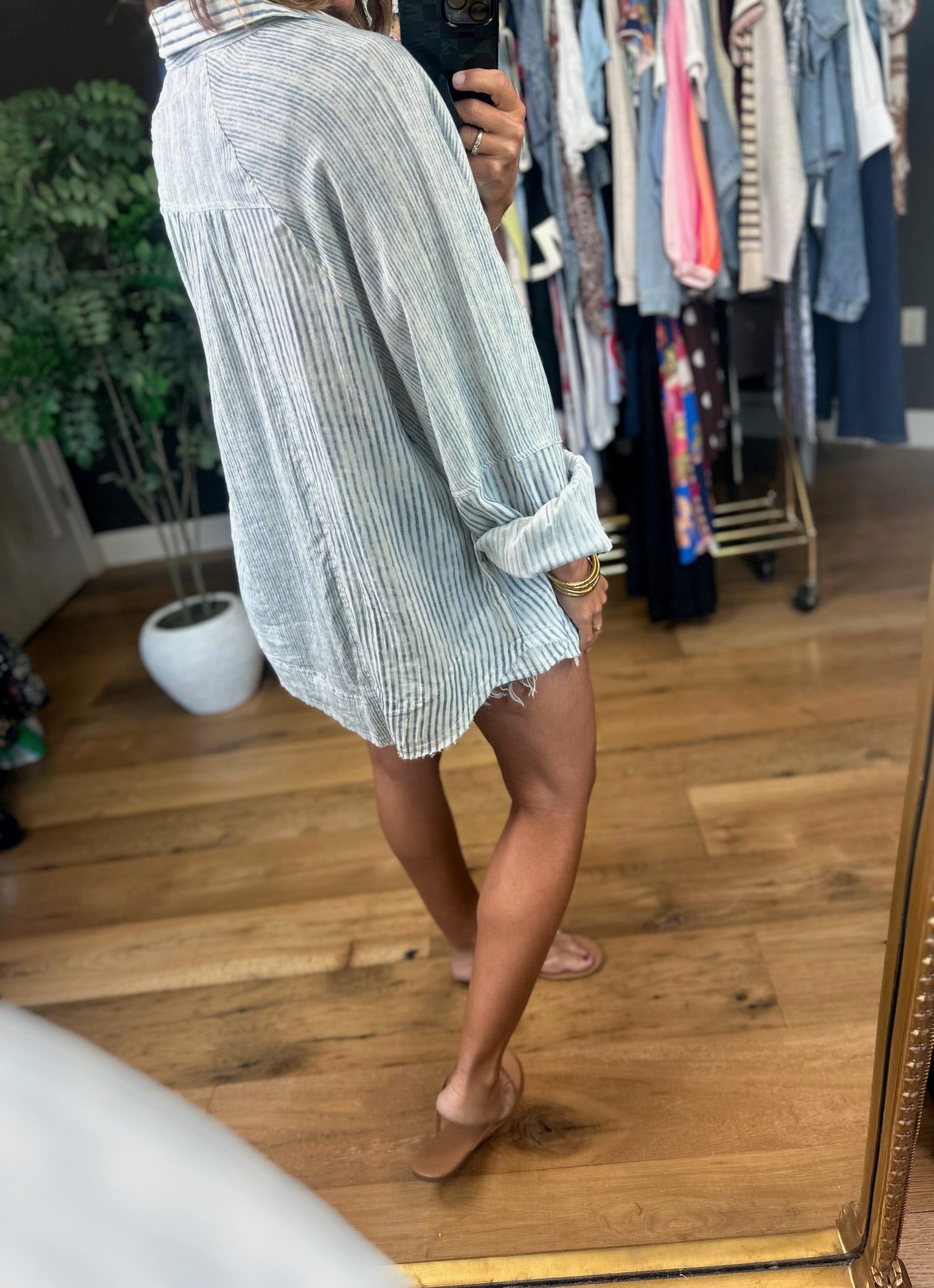 Picture Perfect Striped Button-Down Top-Long Sleeves-POL-Anna Kaytes Boutique, Women's Fashion Boutique in Grinnell, Iowa