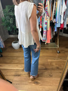 Favorite View Detailed Babydoll Top-Short Sleeves-POL-Anna Kaytes Boutique, Women's Fashion Boutique in Grinnell, Iowa