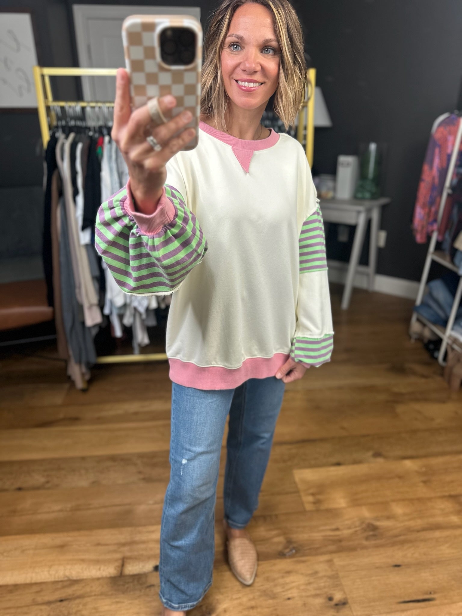 Great Adventure Contrasting Oversized Crew - Multiple Options-Easel-Anna Kaytes Boutique, Women's Fashion Boutique in Grinnell, Iowa