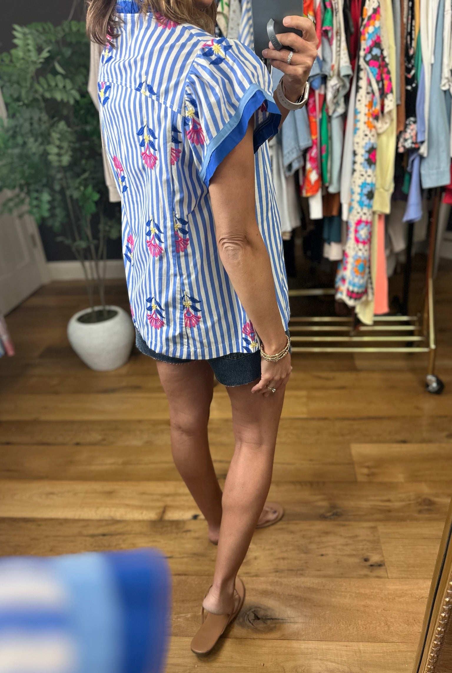 Fresh Floral Striped Top-Short Sleeves-Umgee-Anna Kaytes Boutique, Women's Fashion Boutique in Grinnell, Iowa