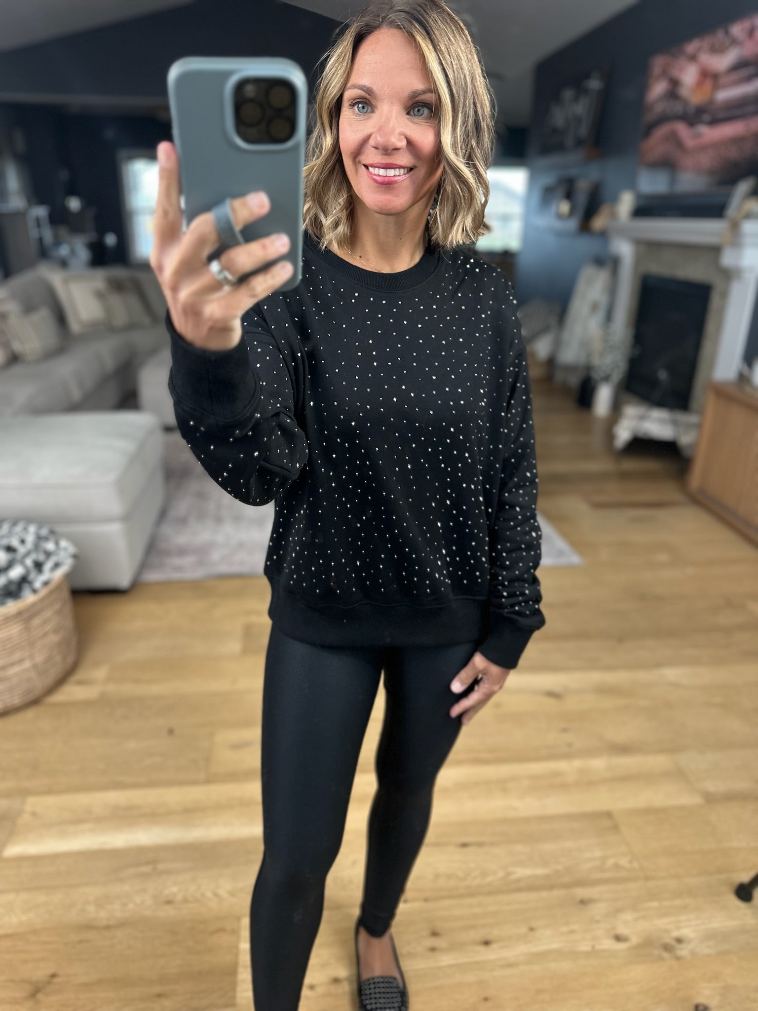 Think Of Me Now Jewel-Detail Crew-sweater-Doe & Rae-Anna Kaytes Boutique, Women's Fashion Boutique in Grinnell, Iowa