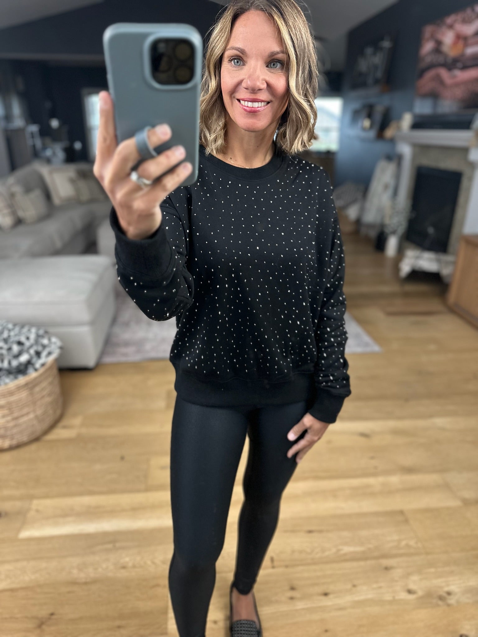 Think Of Me Now Jewel-Detail Crew-sweater-Doe & Rae-Anna Kaytes Boutique, Women's Fashion Boutique in Grinnell, Iowa