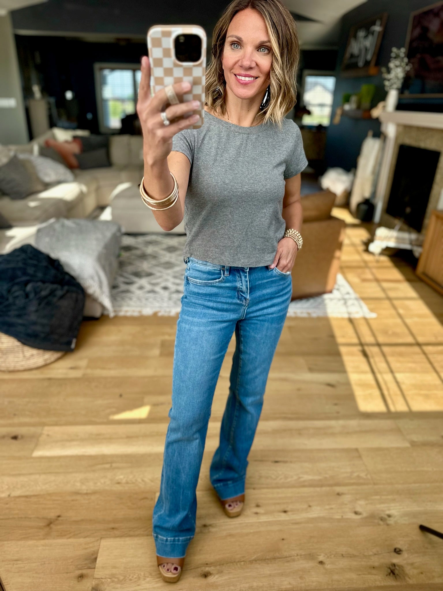 The Jordan Trouser Hem Relaxed Flare Denim-Jeans-Vervet-Anna Kaytes Boutique, Women's Fashion Boutique in Grinnell, Iowa