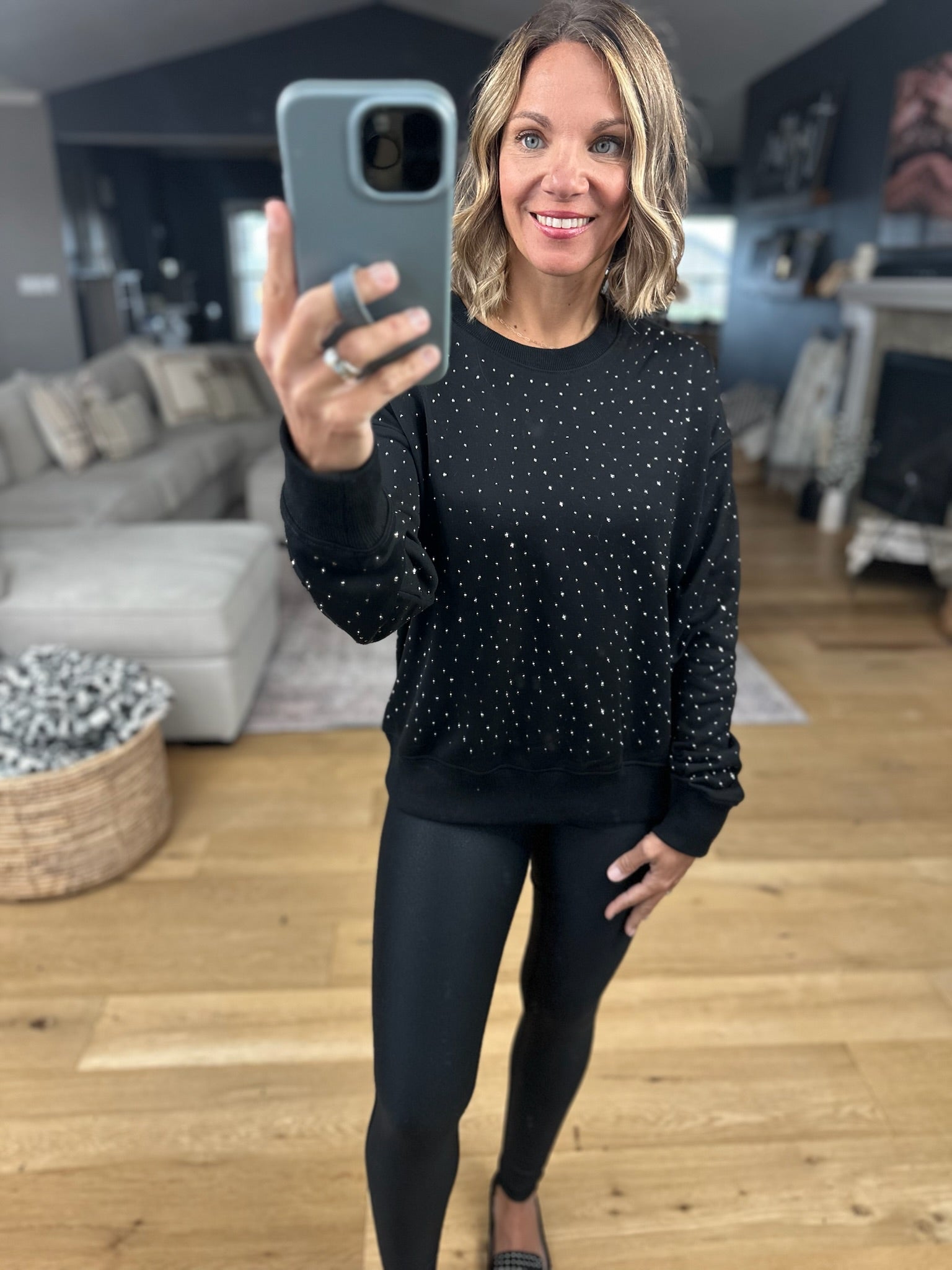 Think Of Me Now Jewel-Detail Crew-sweater-Doe & Rae-Anna Kaytes Boutique, Women's Fashion Boutique in Grinnell, Iowa