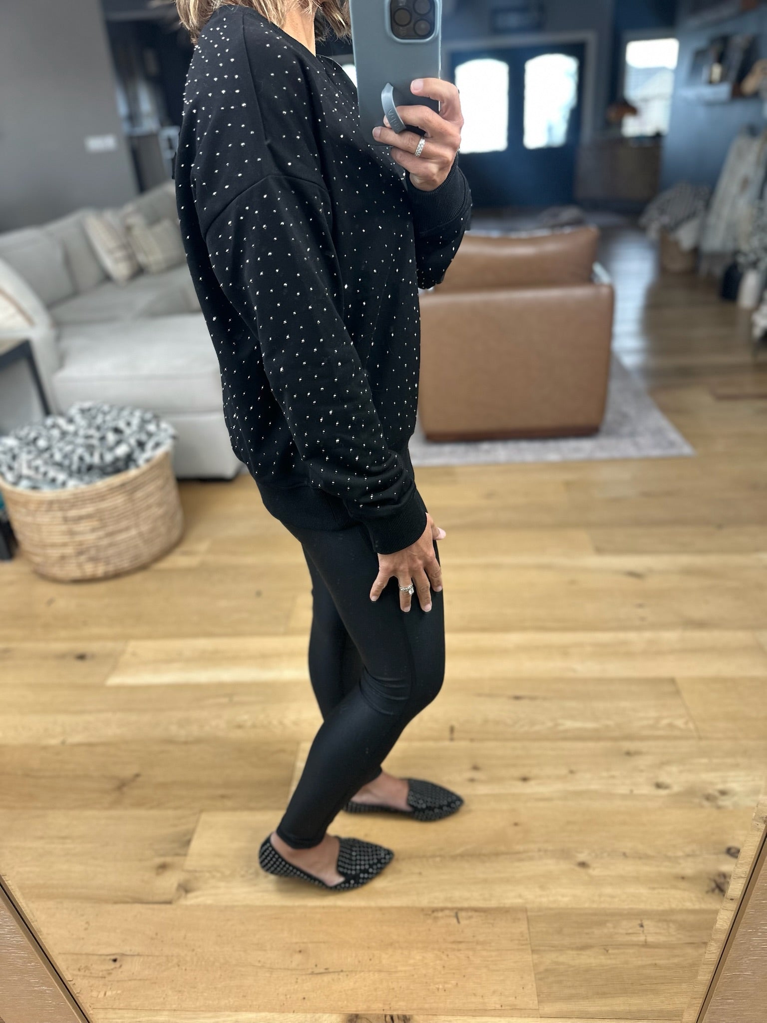 Think Of Me Now Jewel-Detail Crew-sweater-Doe & Rae-Anna Kaytes Boutique, Women's Fashion Boutique in Grinnell, Iowa