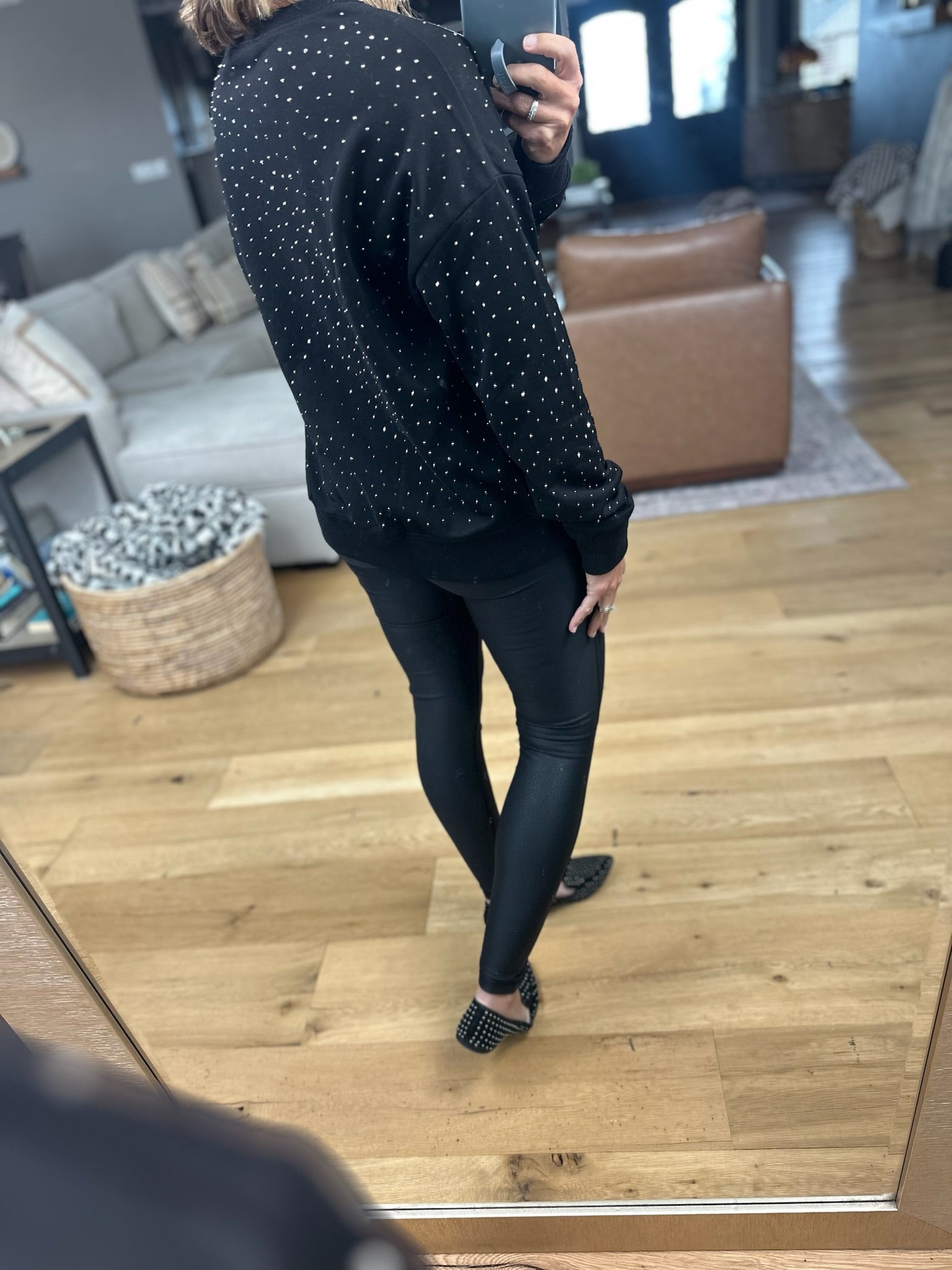 Think Of Me Now Jewel-Detail Crew-sweater-Doe & Rae-Anna Kaytes Boutique, Women's Fashion Boutique in Grinnell, Iowa