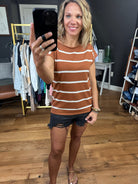 Never Going Out of Style Striped Knit Top - Toffee-Short Sleeves-Staccato 53511B-Anna Kaytes Boutique, Women's Fashion Boutique in Grinnell, Iowa