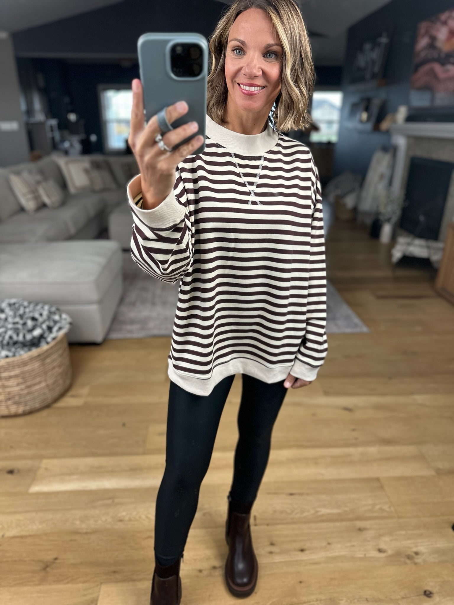Best Days Striped Crew-sweater-Day & Moon-Anna Kaytes Boutique, Women's Fashion Boutique in Grinnell, Iowa