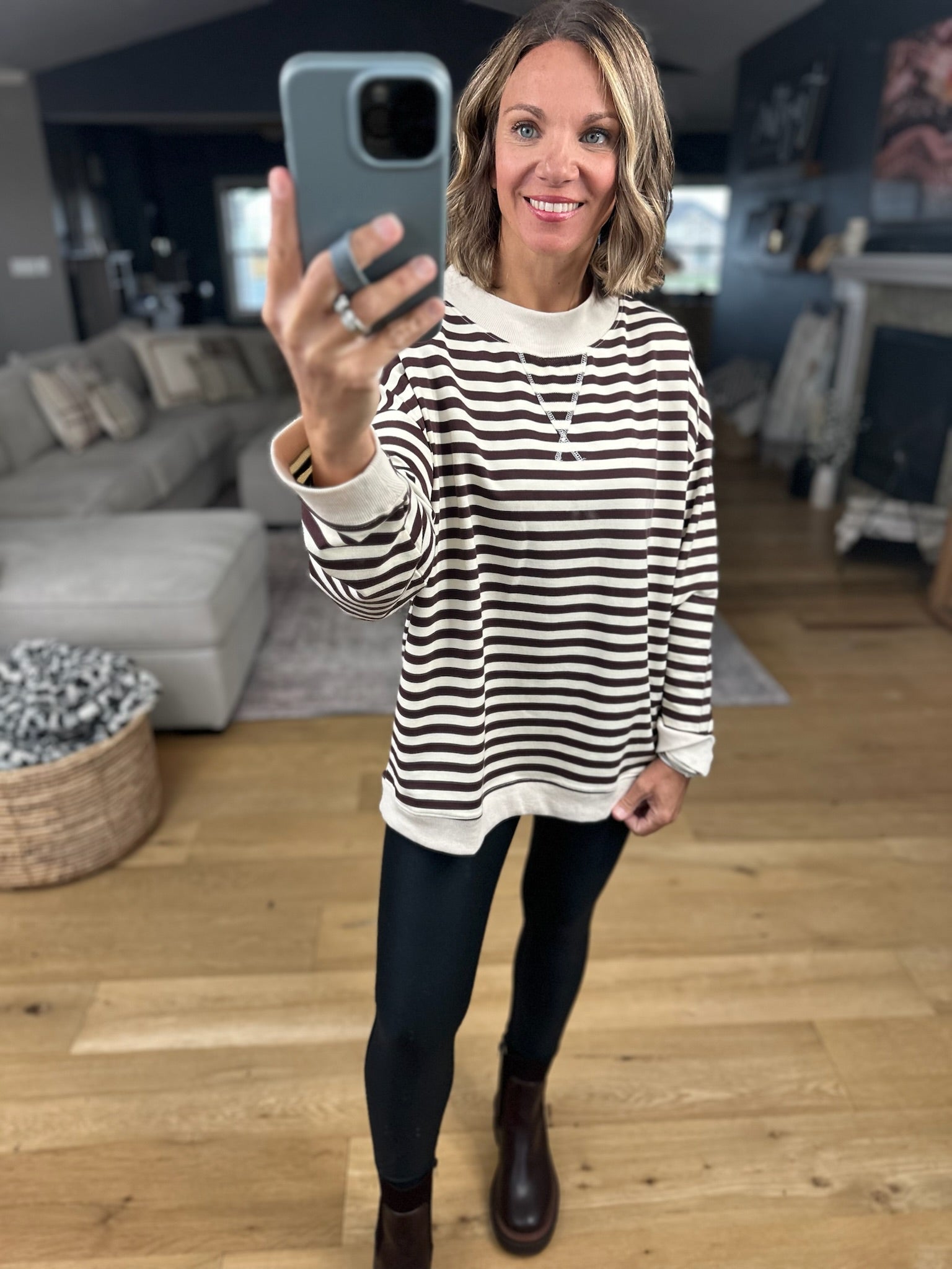 Best Days Striped Crew-sweater-Day & Moon-Anna Kaytes Boutique, Women's Fashion Boutique in Grinnell, Iowa