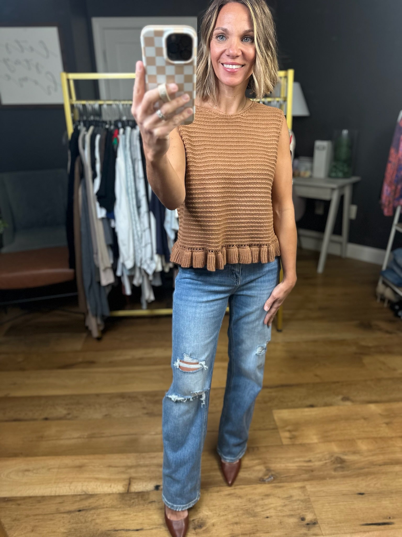 Masyn Ruffle Detail Knit Top - Camel-Wishlist-Anna Kaytes Boutique, Women's Fashion Boutique in Grinnell, Iowa