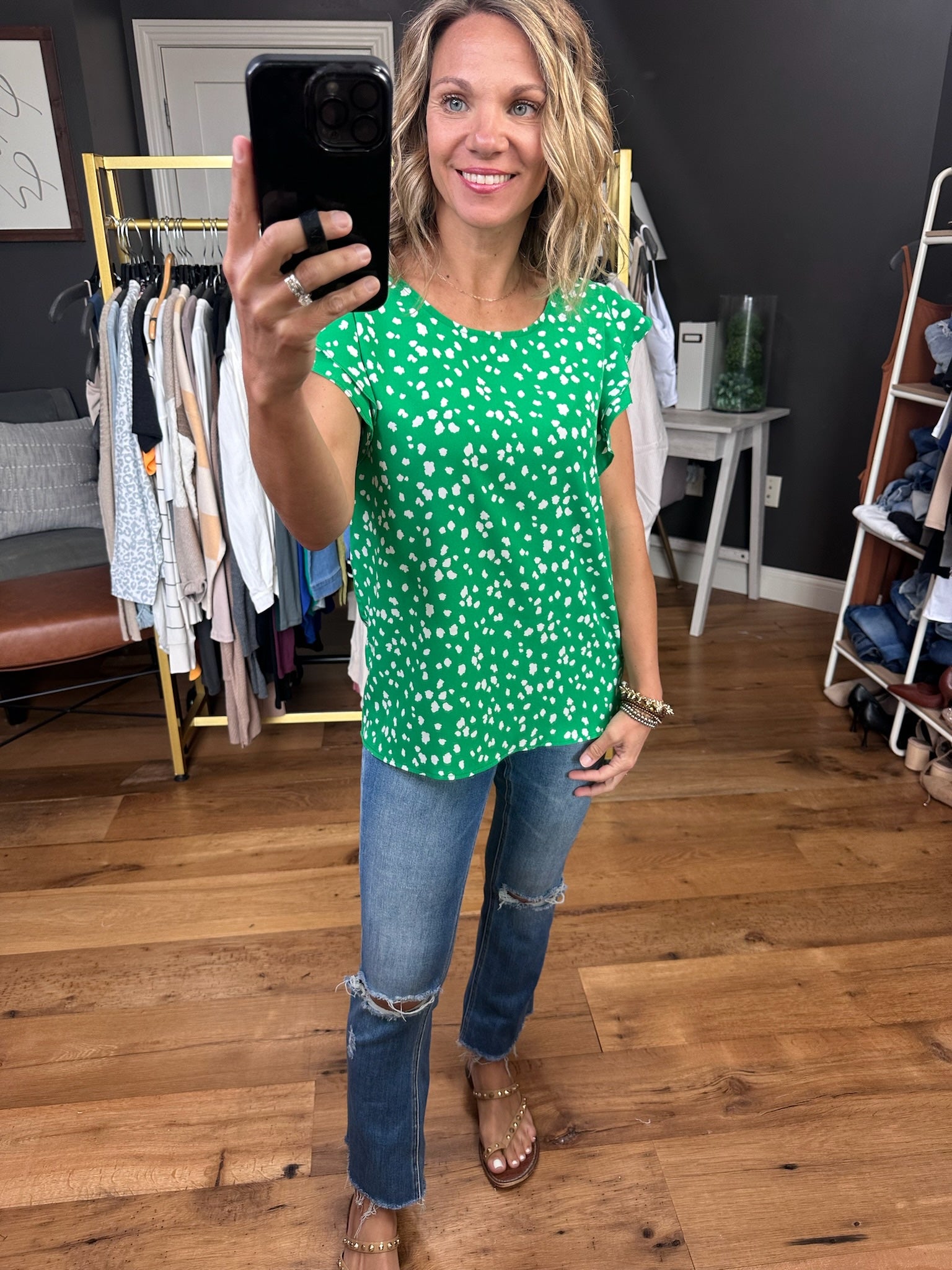 Heard Right Patterned Top - Multiple Options-Short Sleeves-Les Amis T1024-S-Anna Kaytes Boutique, Women's Fashion Boutique in Grinnell, Iowa