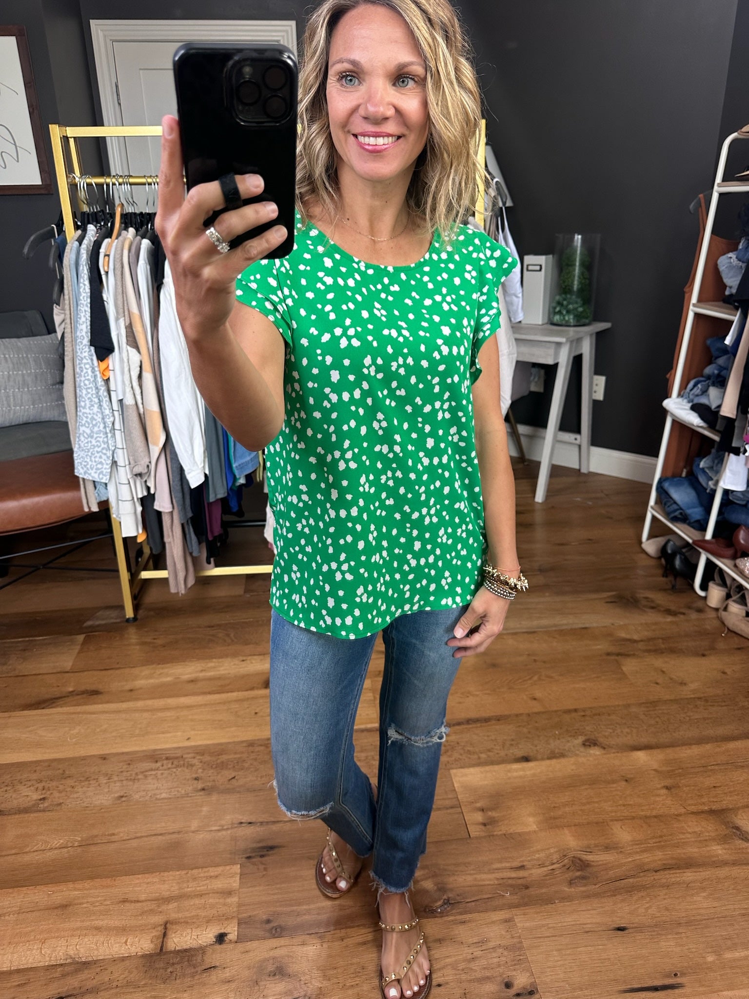 Heard Right Patterned Top - Multiple Options-Short Sleeves-Les Amis T1024-S-Anna Kaytes Boutique, Women's Fashion Boutique in Grinnell, Iowa