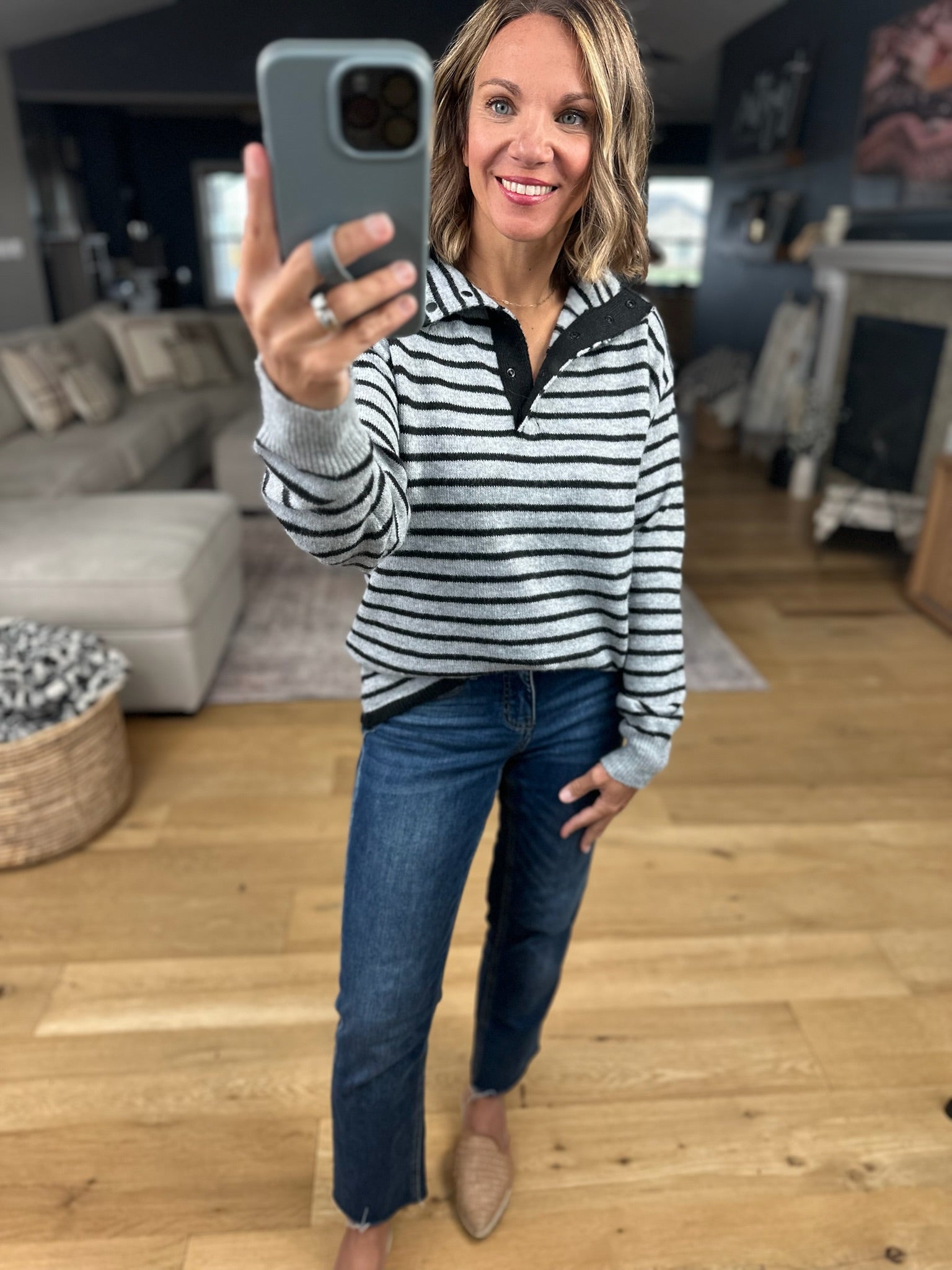 At Our Feet Striped Collared Knit-Staccato-Anna Kaytes Boutique, Women's Fashion Boutique in Grinnell, Iowa