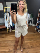 A Simple Life Linen Romper - Stone-Rompers-Wishlist-Anna Kaytes Boutique, Women's Fashion Boutique in Grinnell, Iowa