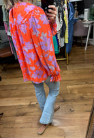 Spring Air Floral Crochet Top - Coral-Long Sleeves-Jodifl 21471-1-Anna Kaytes Boutique, Women's Fashion Boutique in Grinnell, Iowa