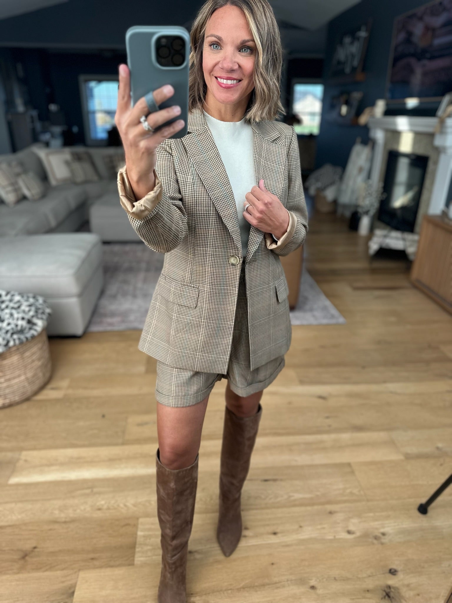 Back to Business Blazer + Short Set-Skies Are Blue-Anna Kaytes Boutique, Women's Fashion Boutique in Grinnell, Iowa