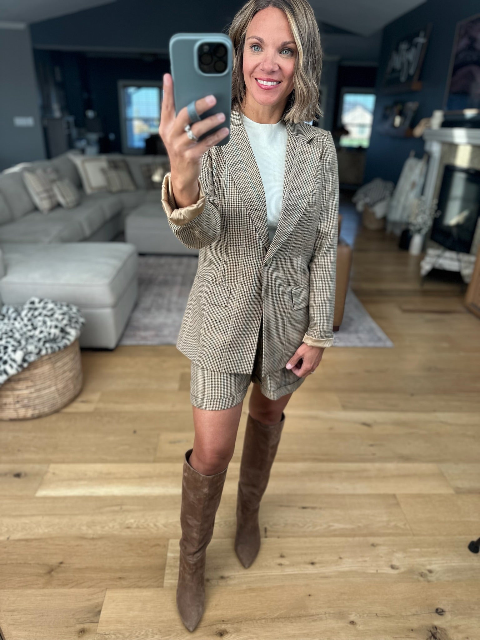 Back to Business Blazer + Short Set-Skies Are Blue-Anna Kaytes Boutique, Women's Fashion Boutique in Grinnell, Iowa