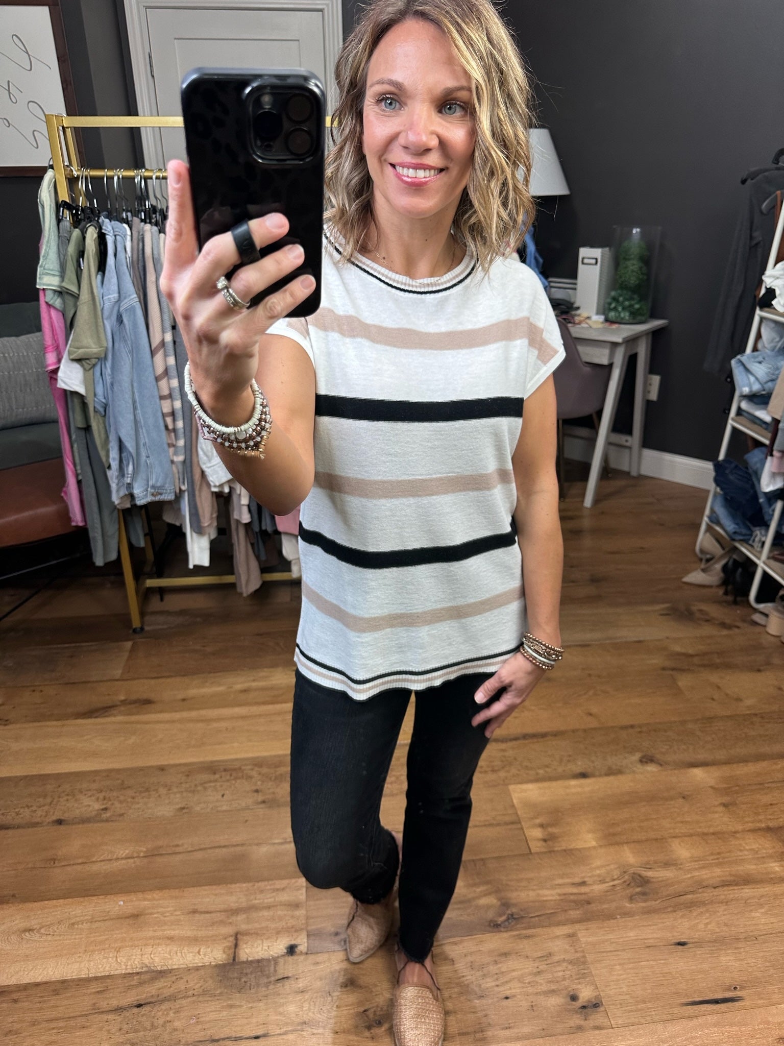 In Rotation Striped Boatneck Top - Multiple Options-Short Sleeves-Staccato 53447b-Anna Kaytes Boutique, Women's Fashion Boutique in Grinnell, Iowa