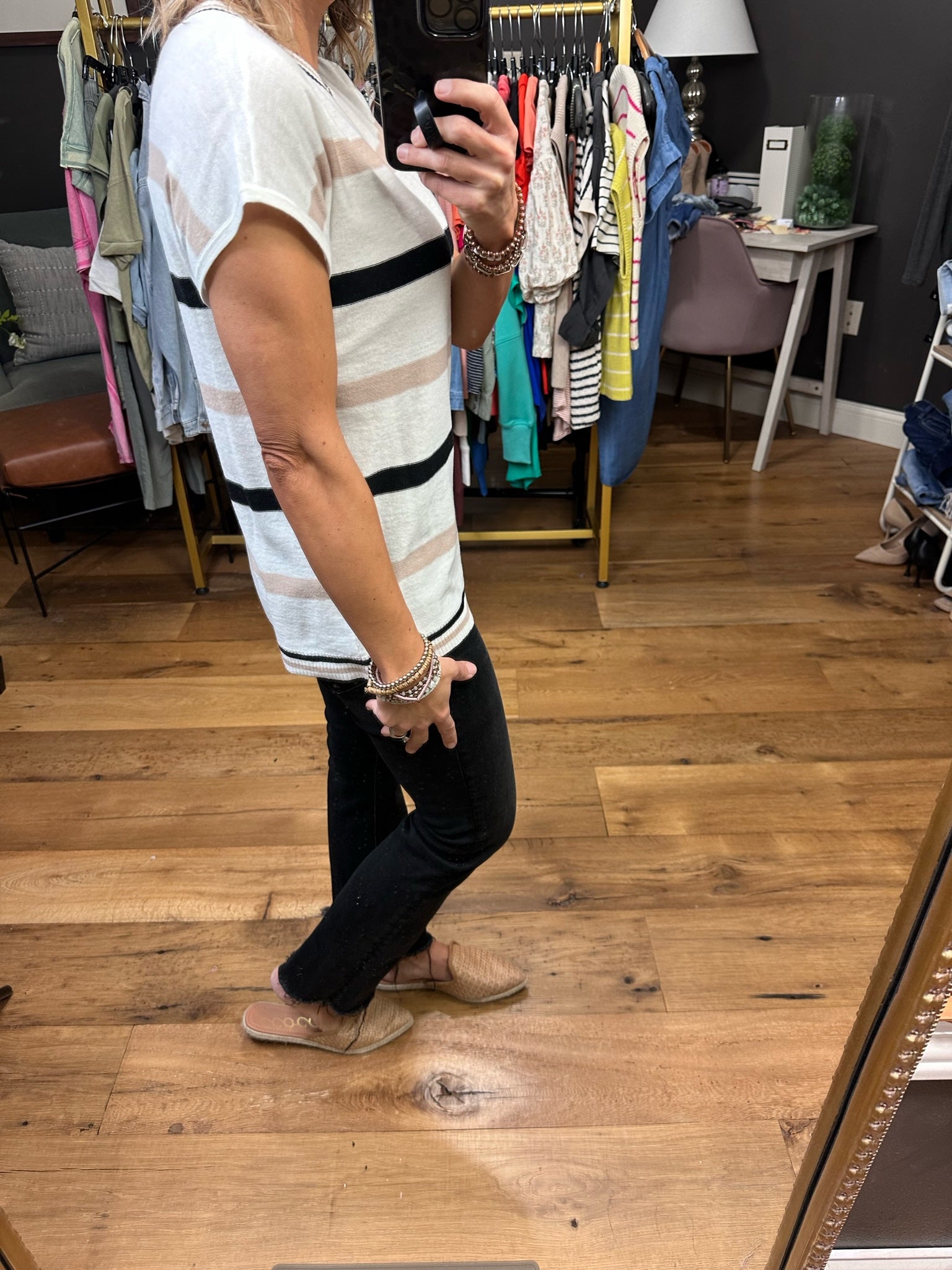 In Rotation Striped Boatneck Top - Multiple Options-Short Sleeves-Staccato 53447b-Anna Kaytes Boutique, Women's Fashion Boutique in Grinnell, Iowa