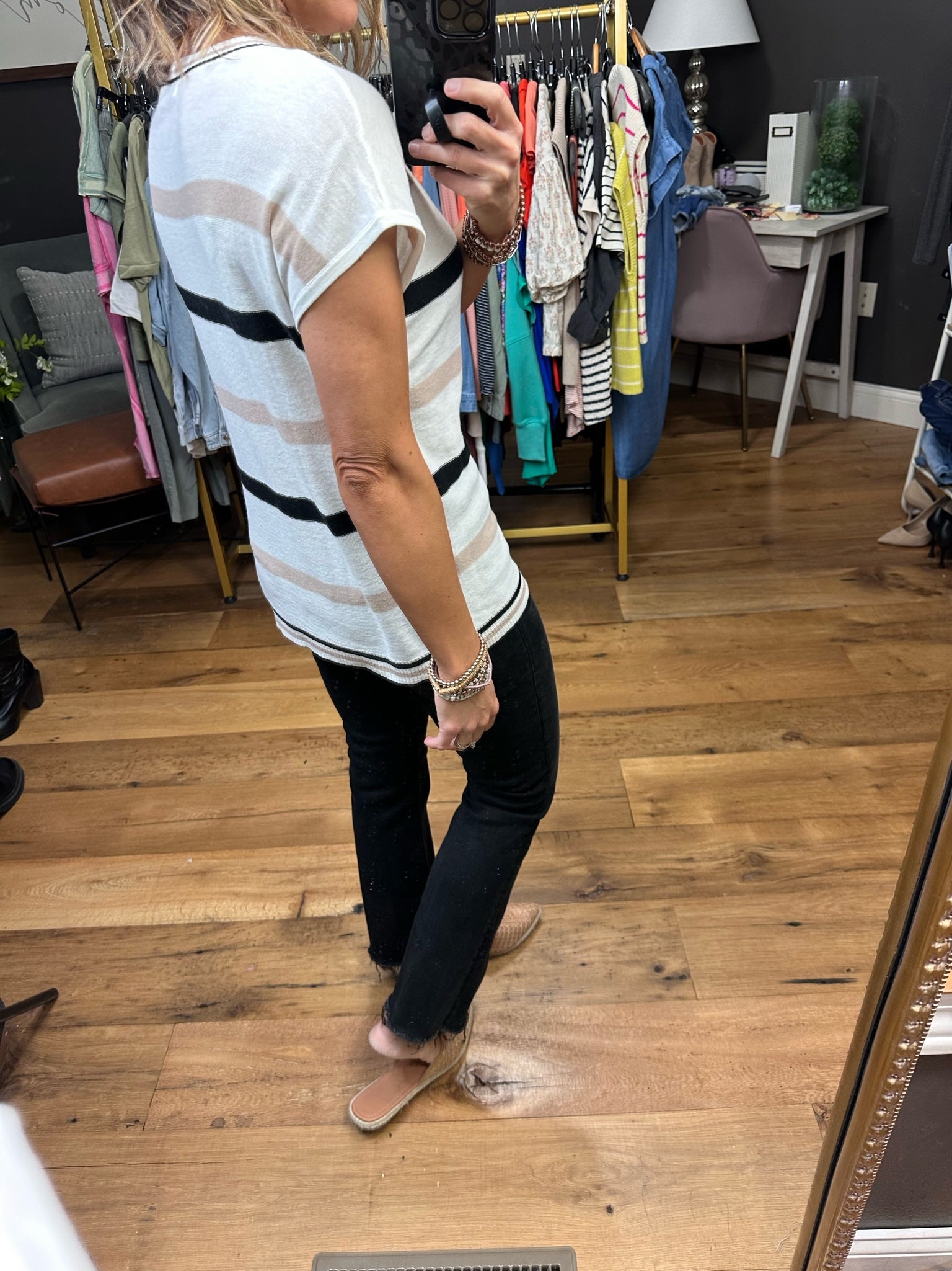 In Rotation Striped Boatneck Top - Multiple Options-Short Sleeves-Staccato 53447b-Anna Kaytes Boutique, Women's Fashion Boutique in Grinnell, Iowa