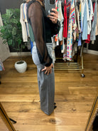 Looking Back Sheer-Sleeve Bodysuit-Long Sleeves-Wasabi & Mint-Anna Kaytes Boutique, Women's Fashion Boutique in Grinnell, Iowa