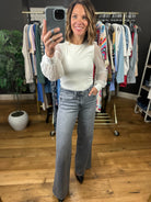 Looking Back Sheer-Sleeve Bodysuit-Long Sleeves-Wasabi & Mint-Anna Kaytes Boutique, Women's Fashion Boutique in Grinnell, Iowa