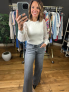 Looking Back Sheer-Sleeve Bodysuit-Long Sleeves-Wasabi & Mint-Anna Kaytes Boutique, Women's Fashion Boutique in Grinnell, Iowa