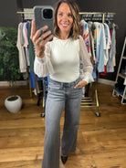 Looking Back Sheer-Sleeve Bodysuit-Long Sleeves-Wasabi & Mint-Anna Kaytes Boutique, Women's Fashion Boutique in Grinnell, Iowa