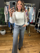 Looking Back Sheer-Sleeve Bodysuit-Long Sleeves-Wasabi & Mint-Anna Kaytes Boutique, Women's Fashion Boutique in Grinnell, Iowa