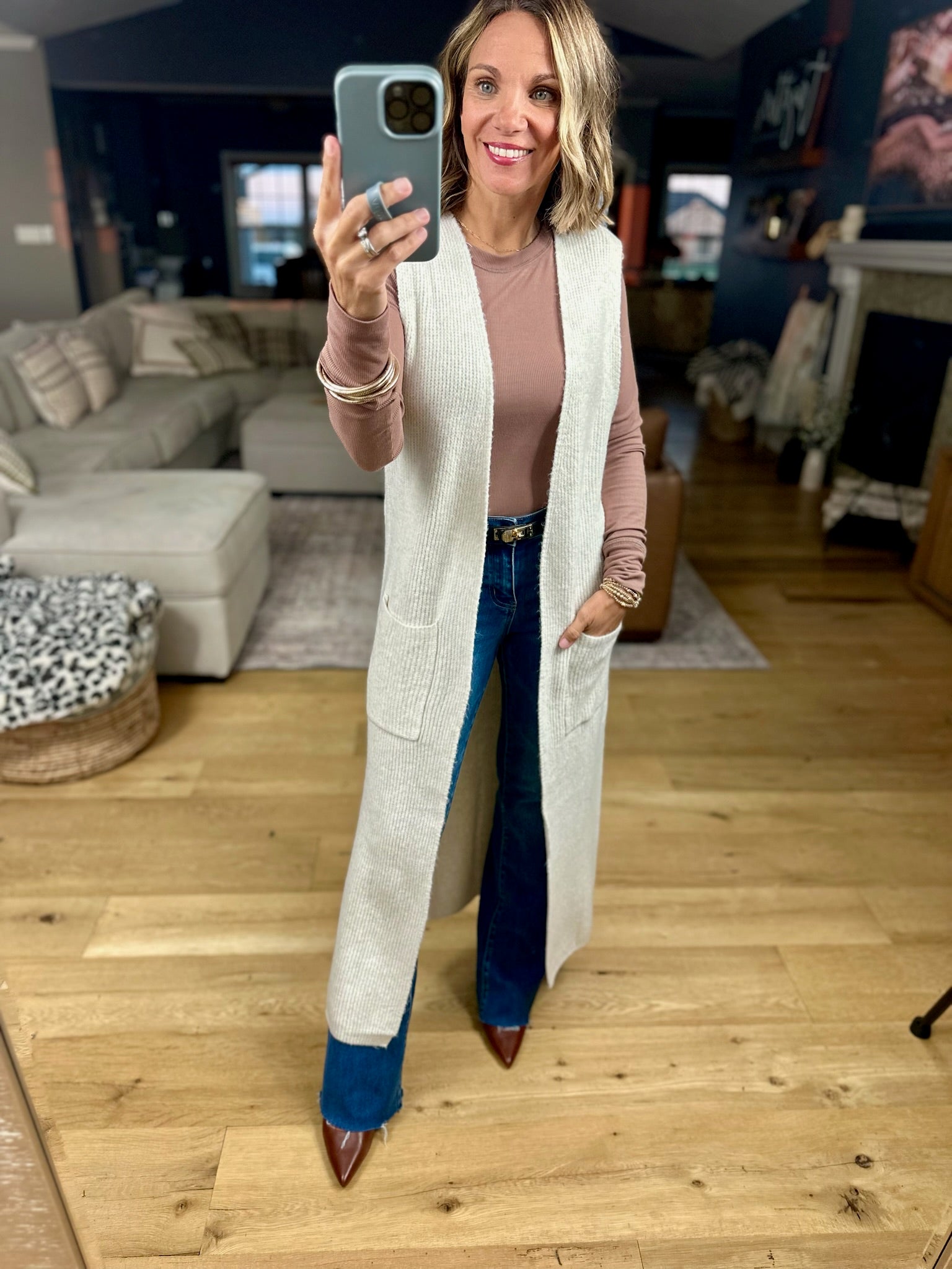 Simple Thoughts Ribbed Duster Sweater Vest-sweater-Wishlist-Anna Kaytes Boutique, Women's Fashion Boutique in Grinnell, Iowa